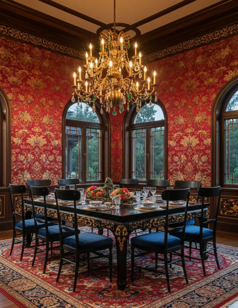 Elegant antique chairs in a classic dining room setting