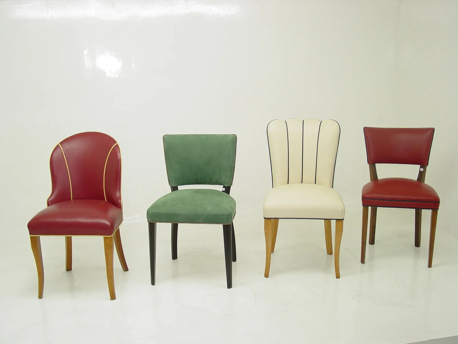 Set of 10 antique chairs in various colors to restore