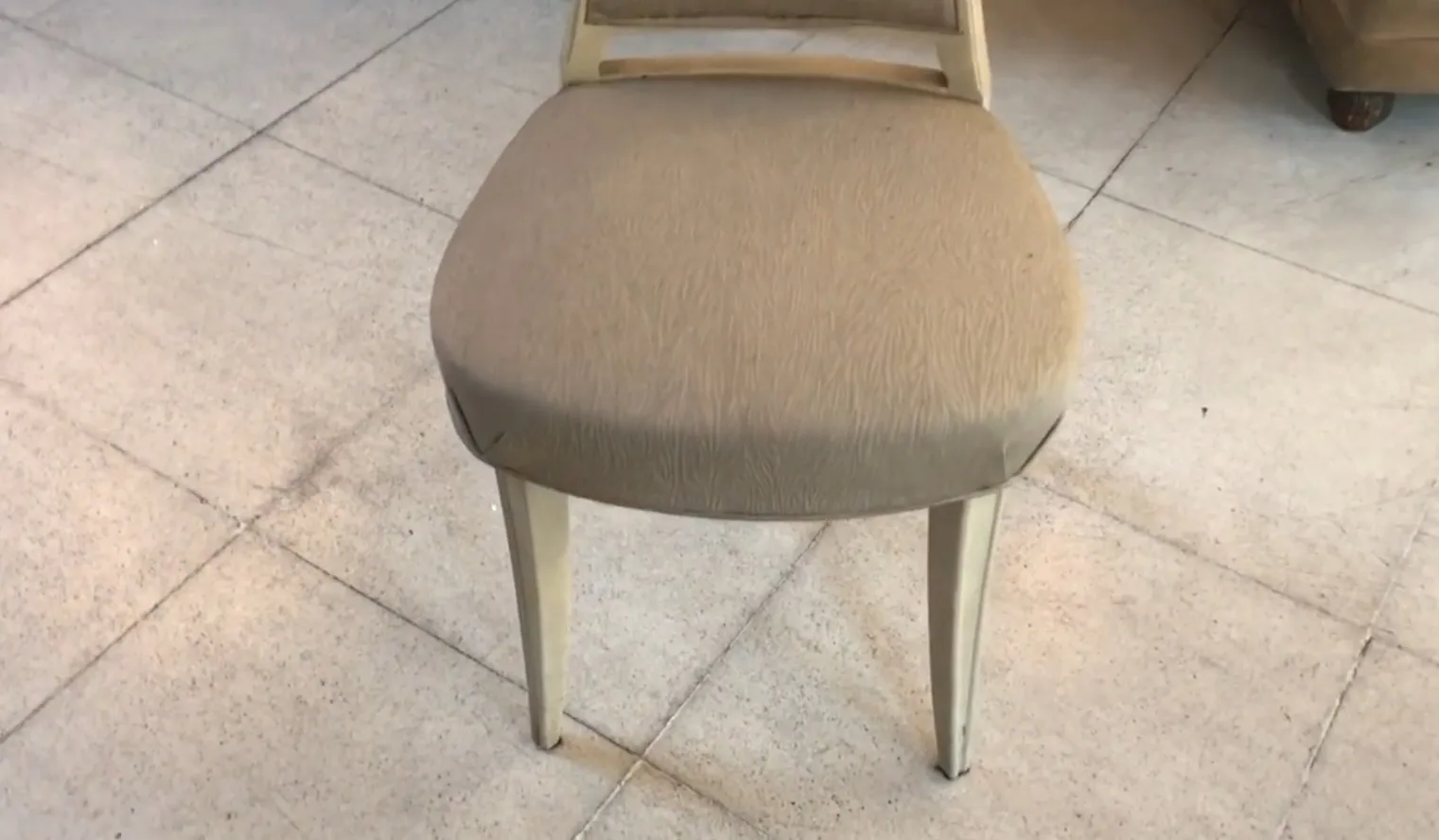 12 antique chairs to restore, cozy setting, neutral background