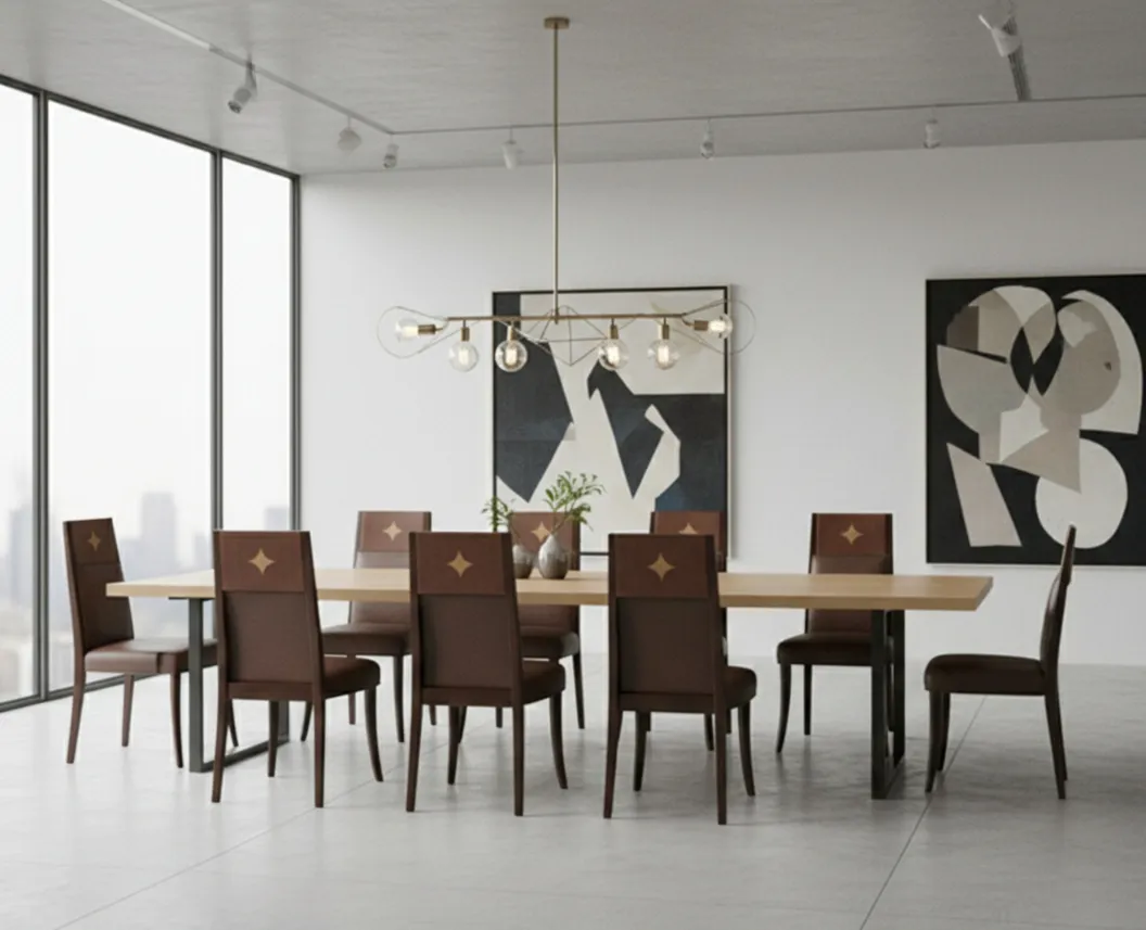 Conjunto de 12 sillas antiguas en un entorno moderno, ideales para restaurar.