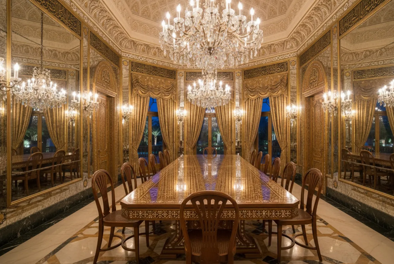 Ansicht von 12 antiken thonet-stühlen zum restaurieren in einem eleganten speisezimmer