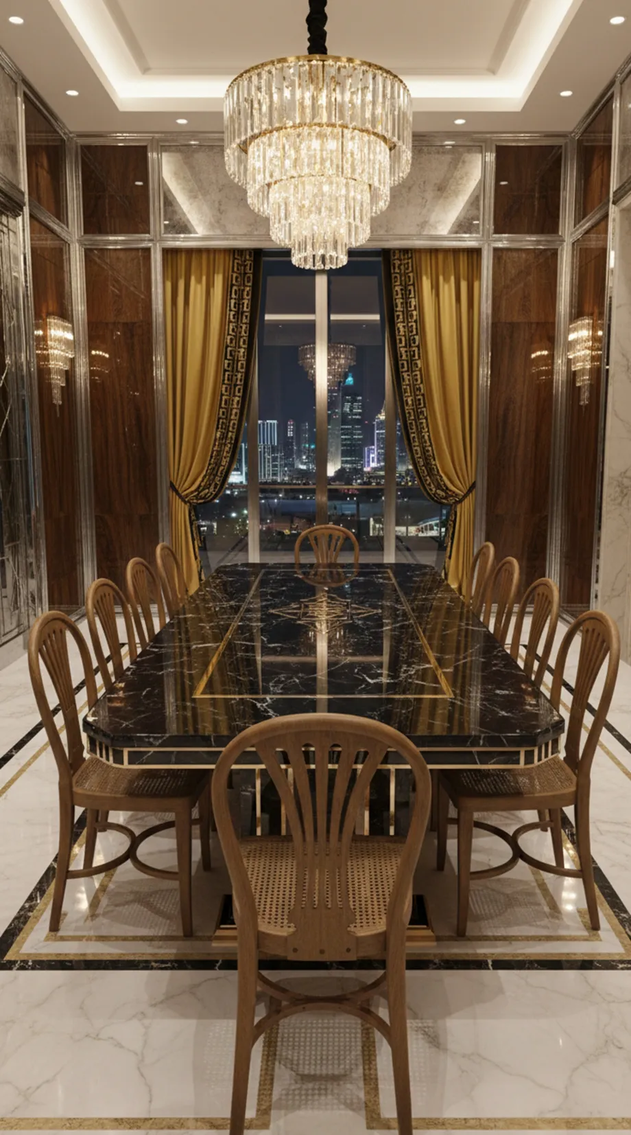 Dodici sedie thonet antiche in un ambiente elegante