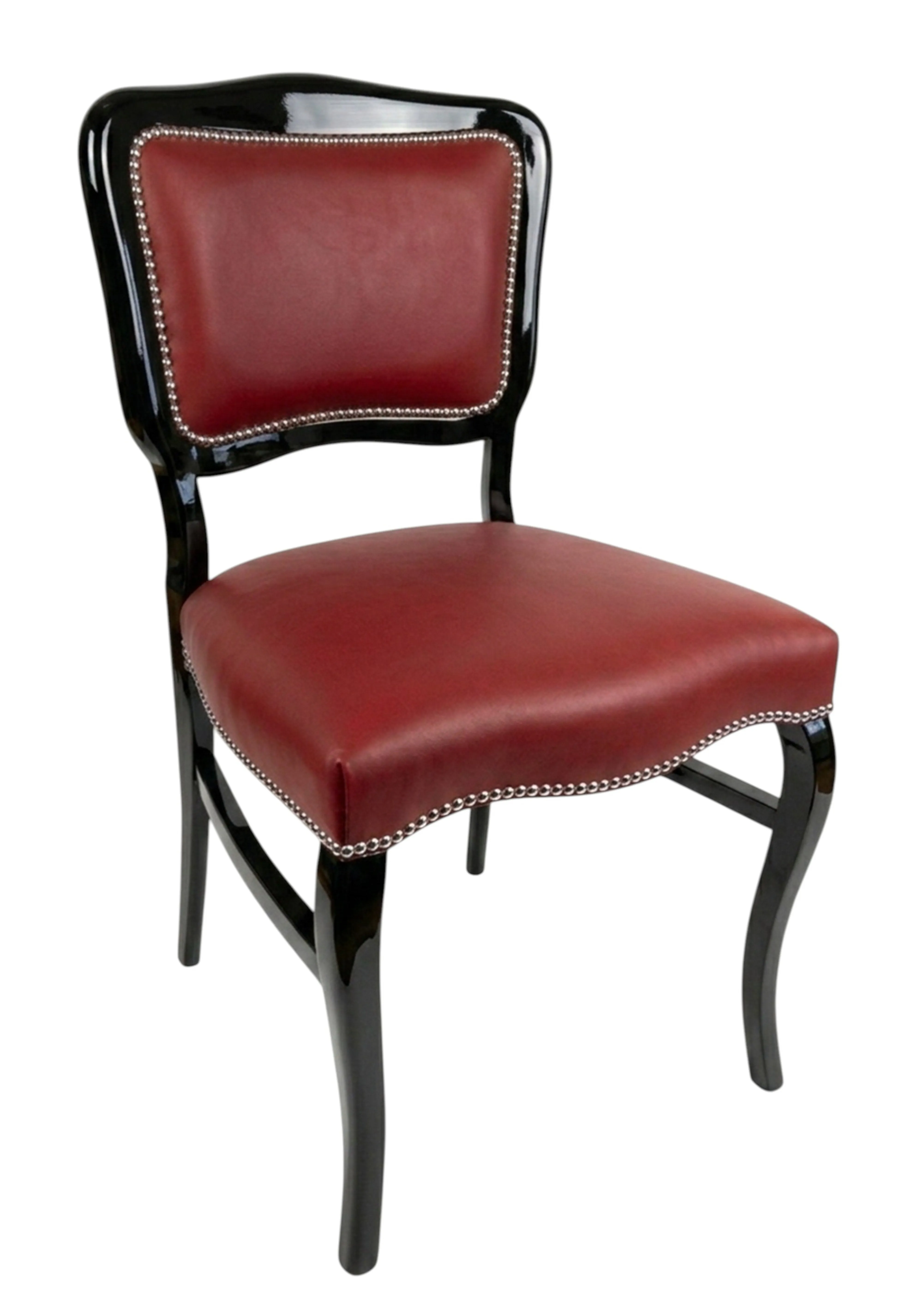 six antique chairs to restore, elegant legs and red upholstery