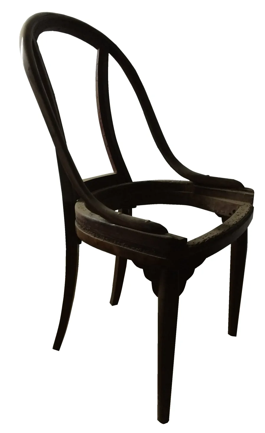 Ensemble de 4 chaises anciennes thonet avec structure visible, parfaites pour restaurer.