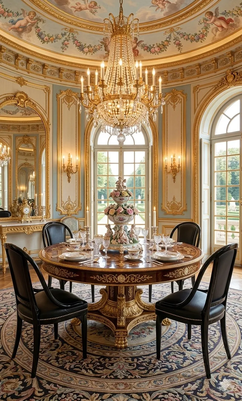 4 chaises anciennes thonet dans un cadre élégant avec une décoration classique