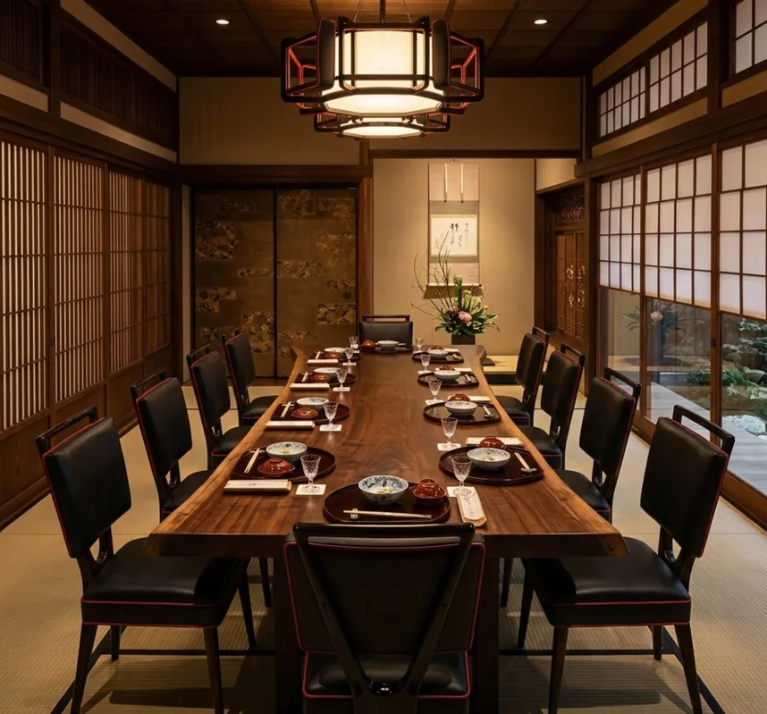 Conjunto de 12 sillas antiguas en un comedor tradicional