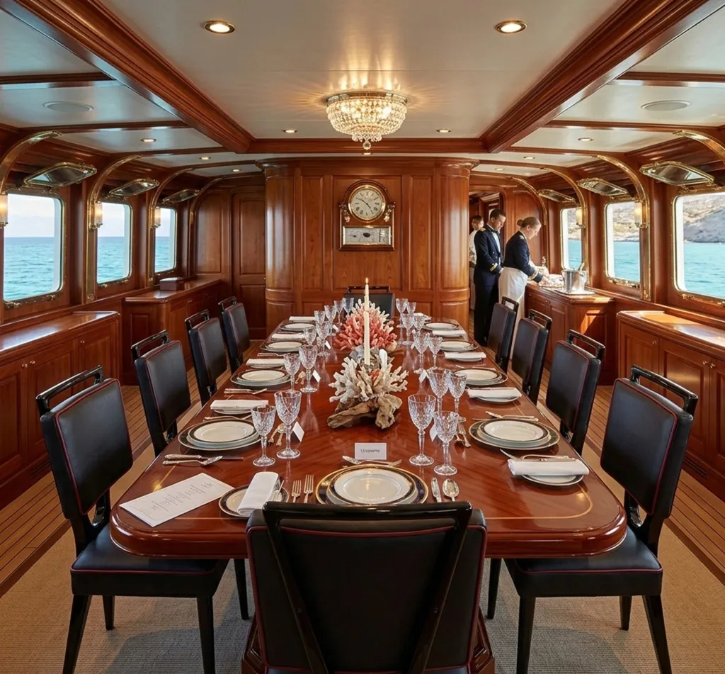 douze chaises antiques à restaurer dans une salle à manger élégante avec des détails en cristal