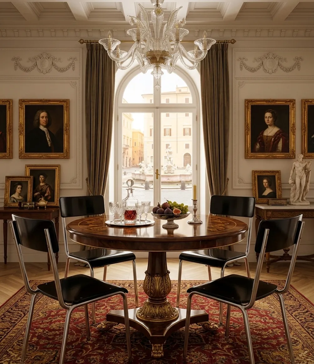 四把古董bauhaus椅子在优雅的环境中