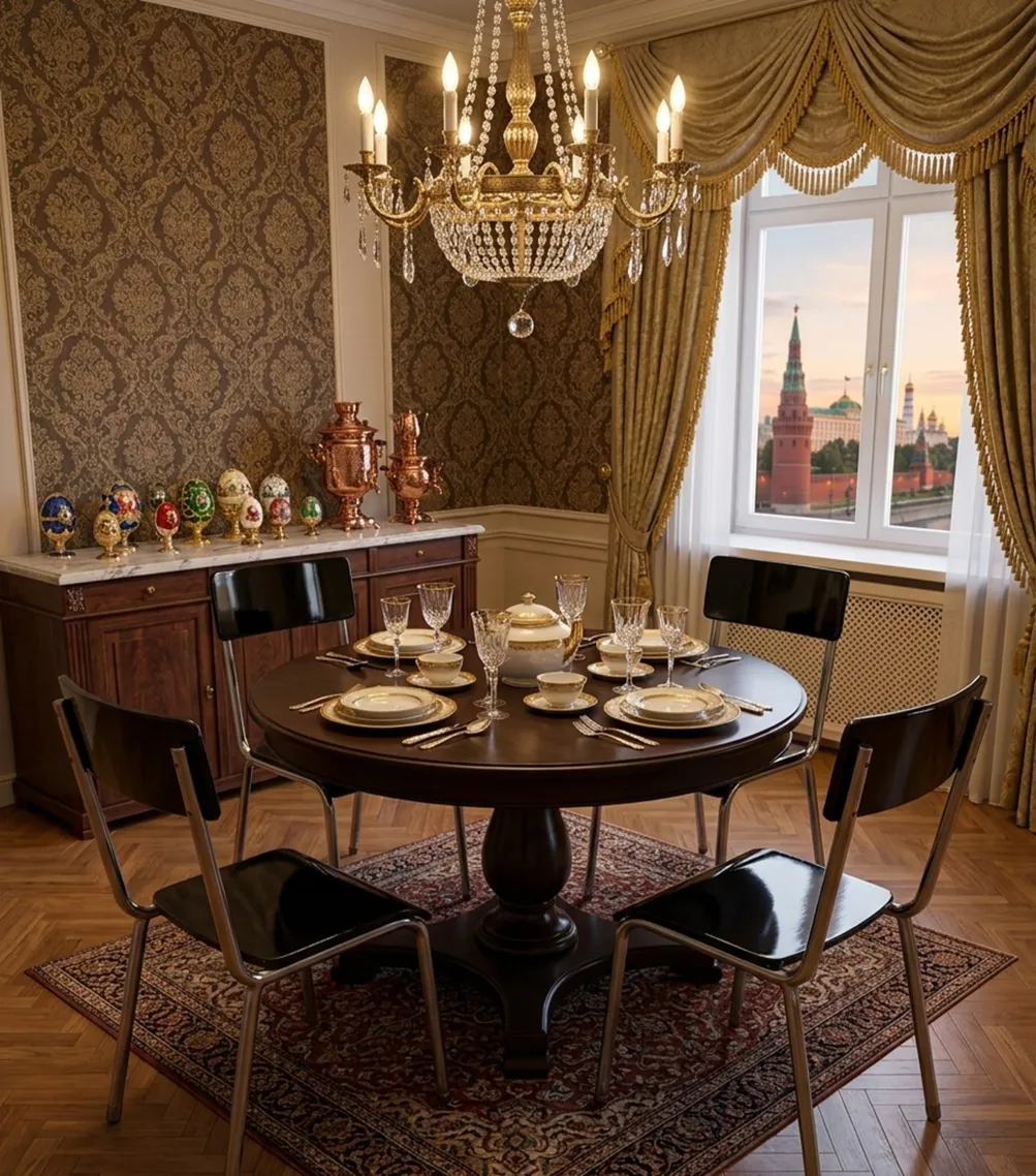 Four Bauhaus style chairs in an elegant setting with decor