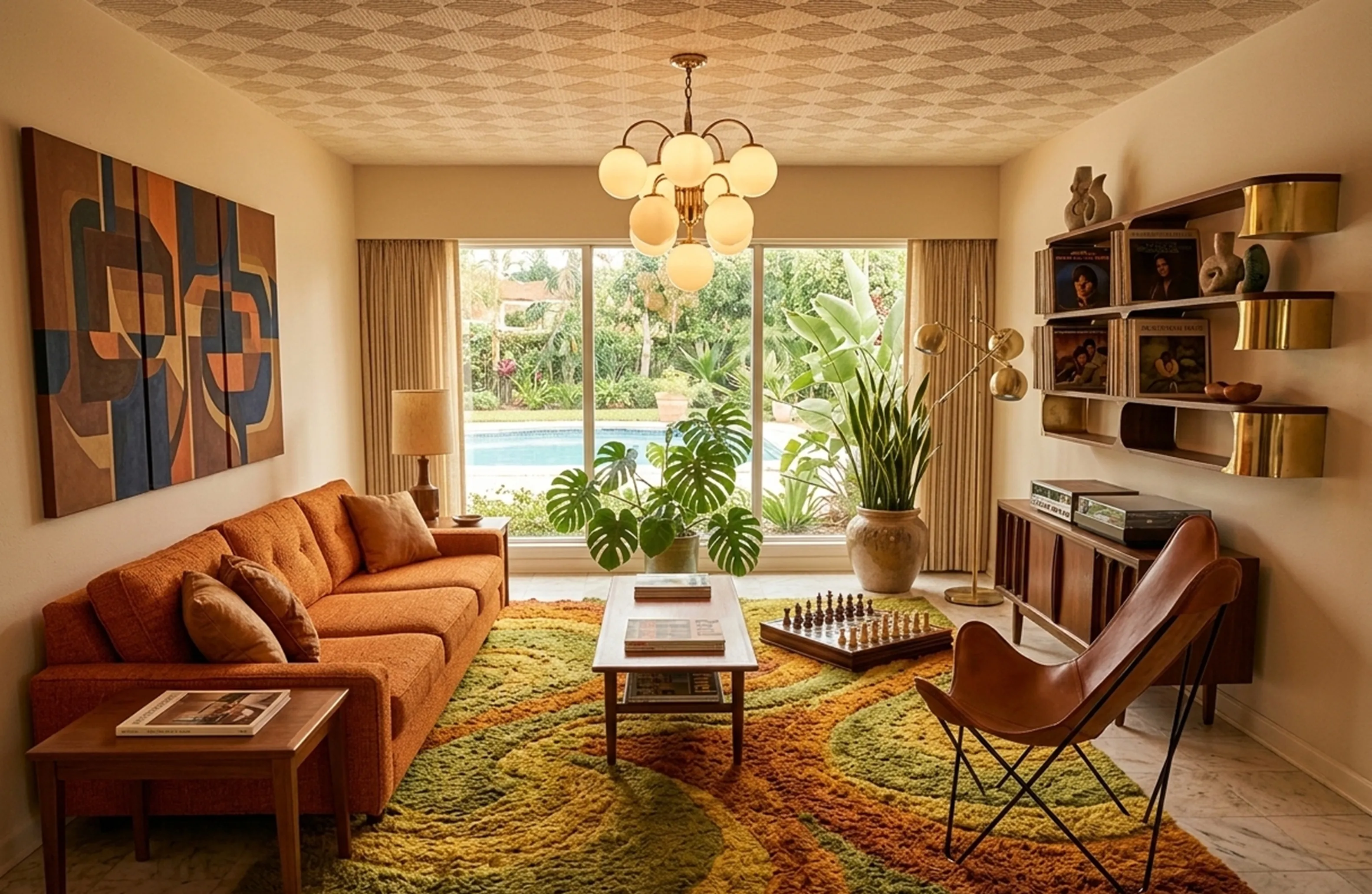 Antiguo sillón BKF en un ambiente acogedor con plantas.