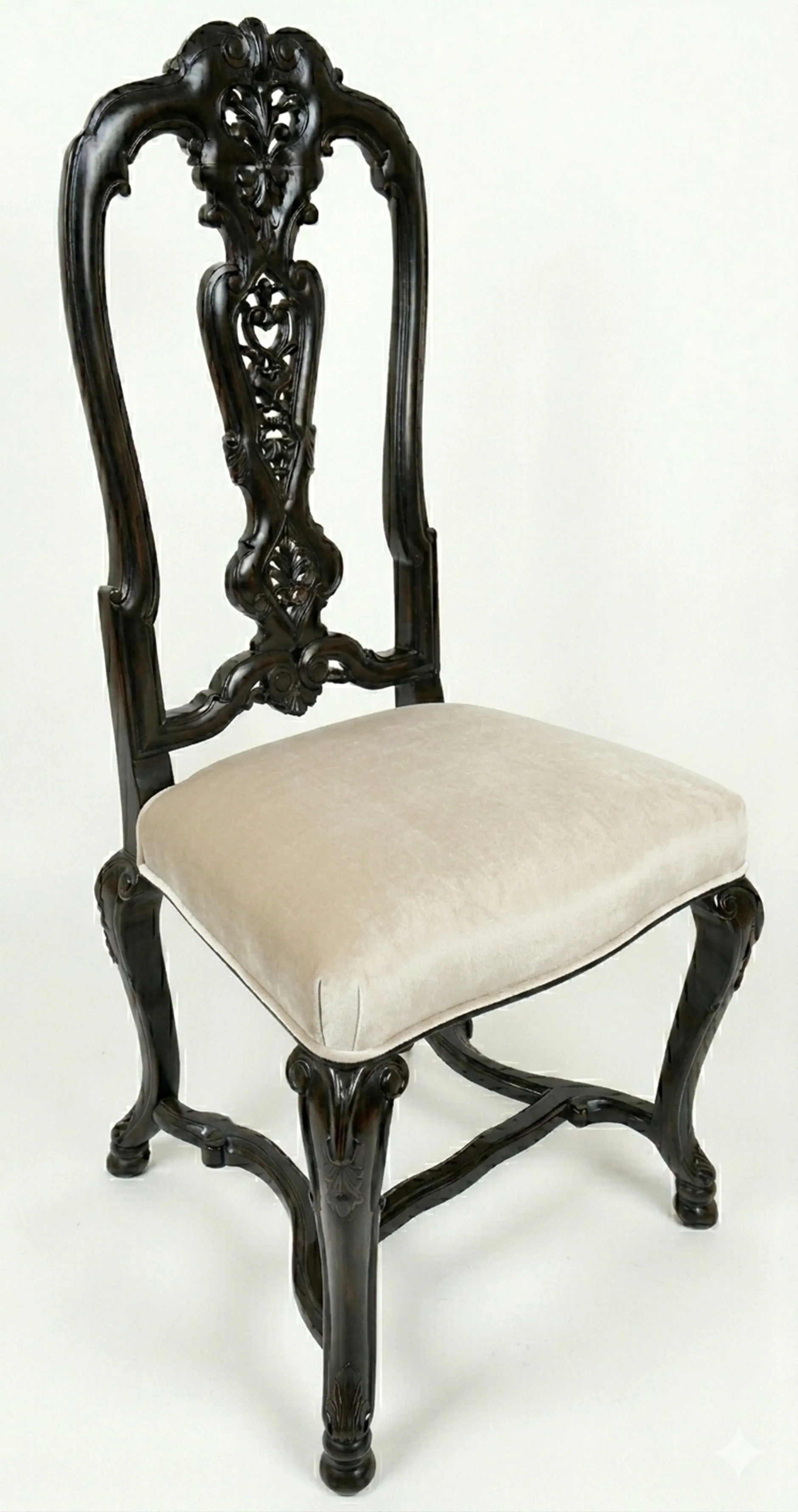 two antique chairs with intricate design, perfect for restoration