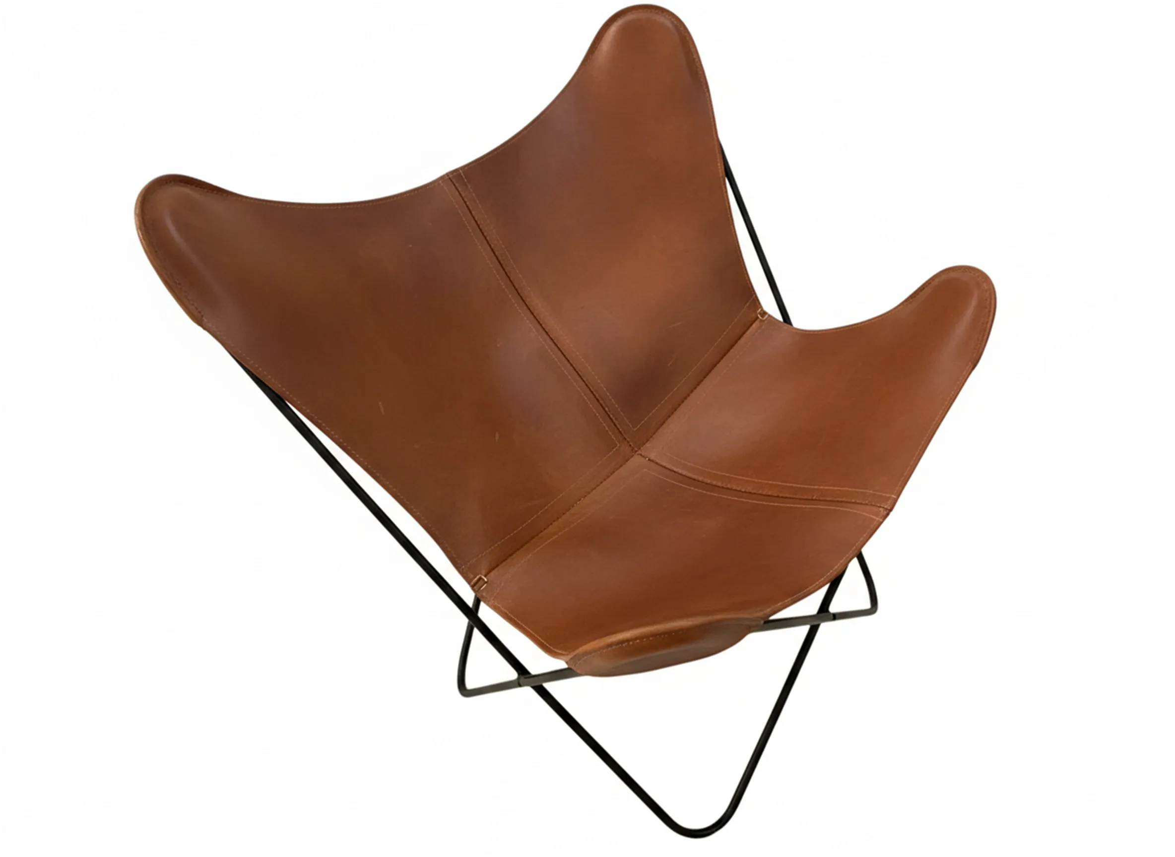 antique chair with curved shape and metal frame