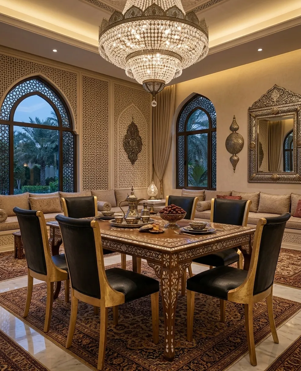 Conjunto de 6 sillas antiguas para restaurar, rodeadas de elegancia y estilo en un ambiente acogedor, con mesa decorada.