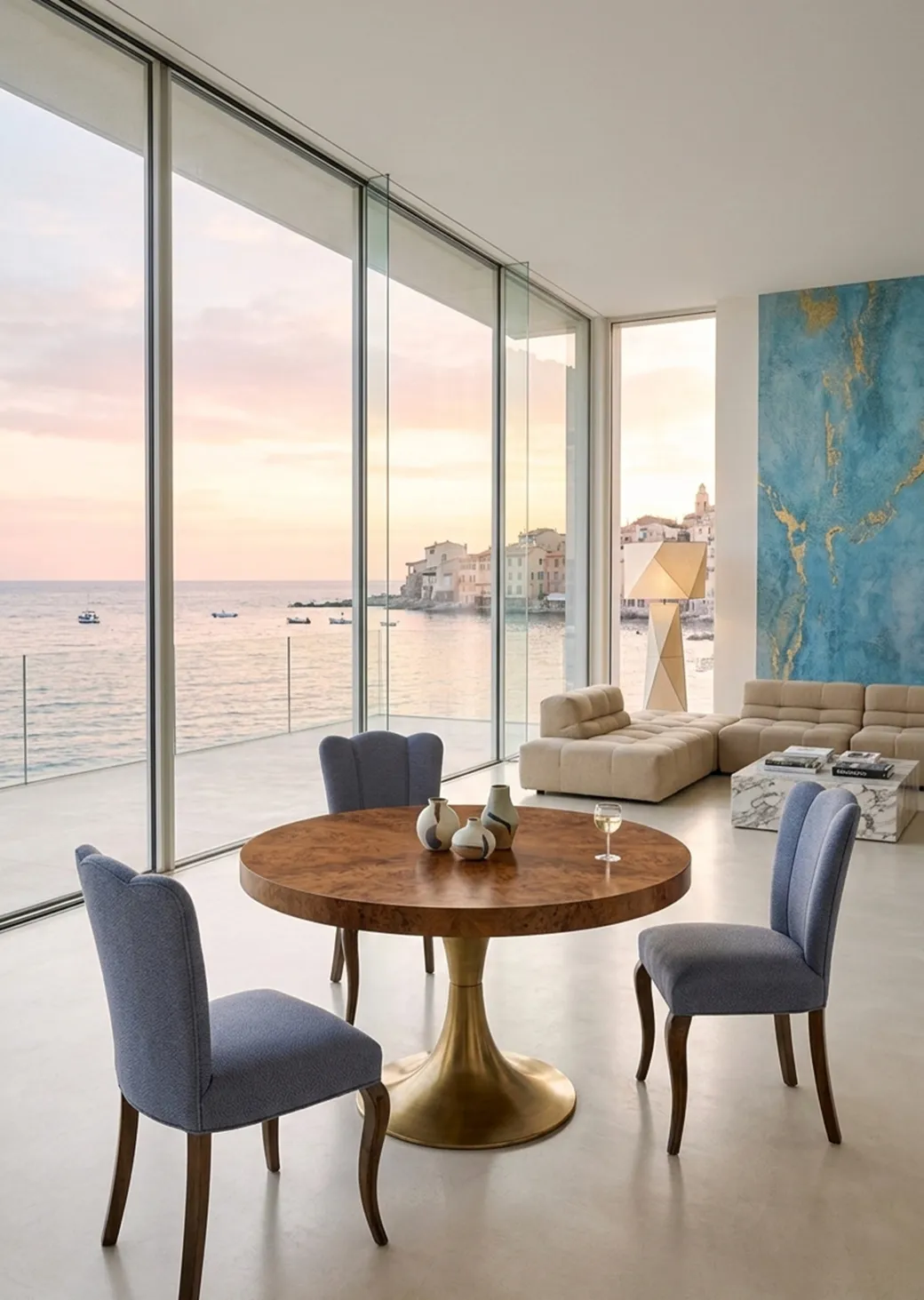 Set aus 3 antiken Stühlen, Restaurierung im Gange, modernes Ambiente