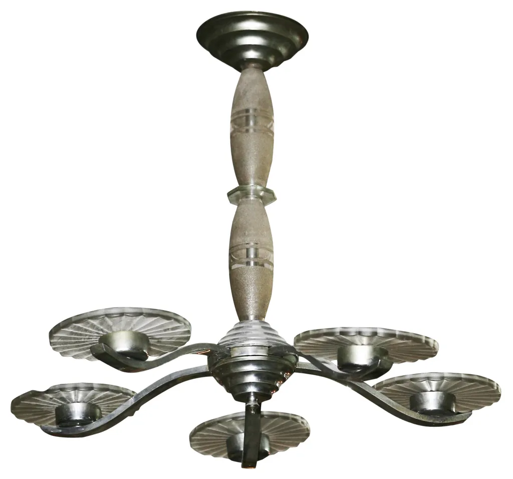 Lámpara de techo antigua estilo art déco con luces