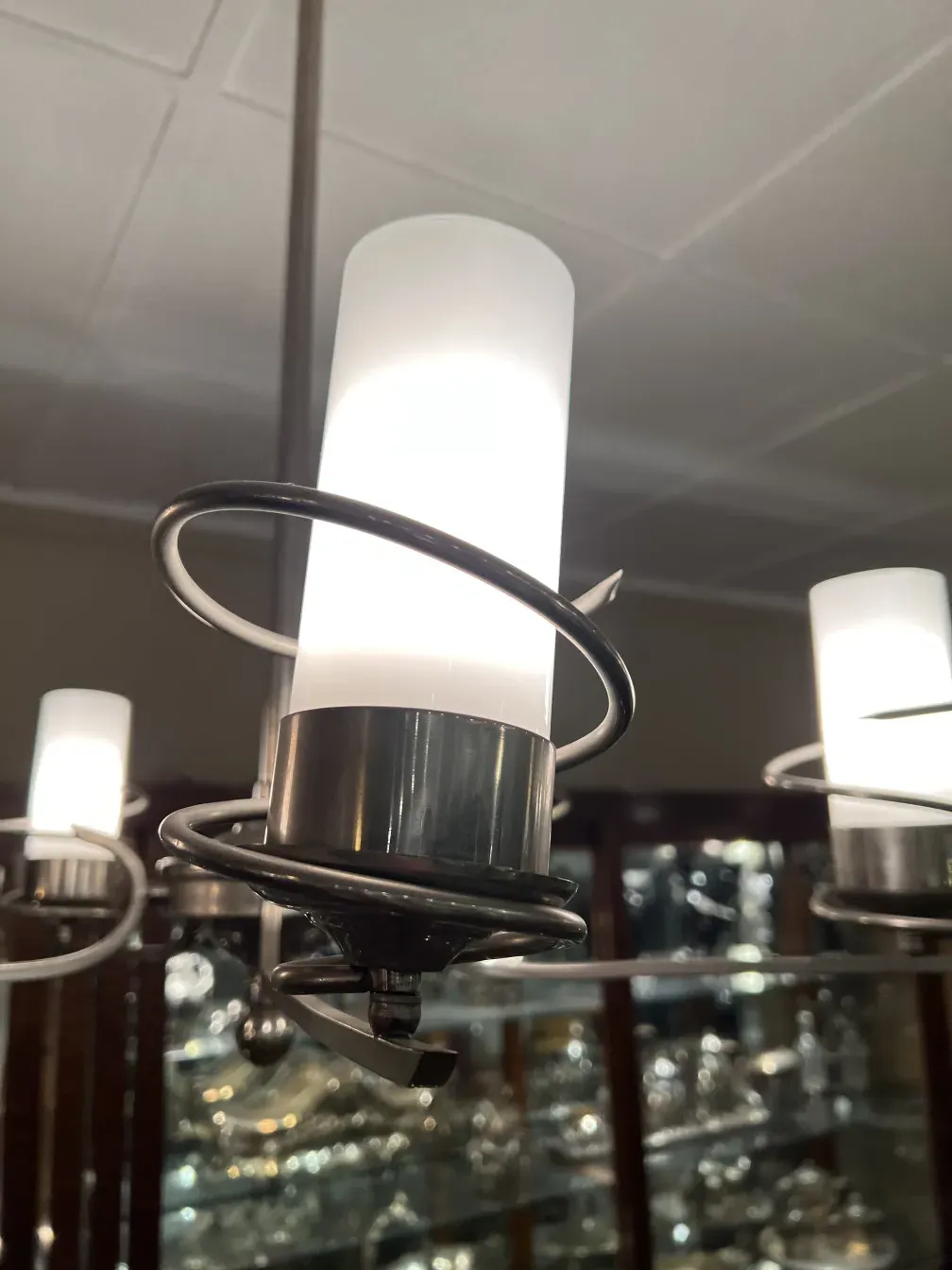 Lámpara de techo antigua art déco con luz blanca, lámpara colgante