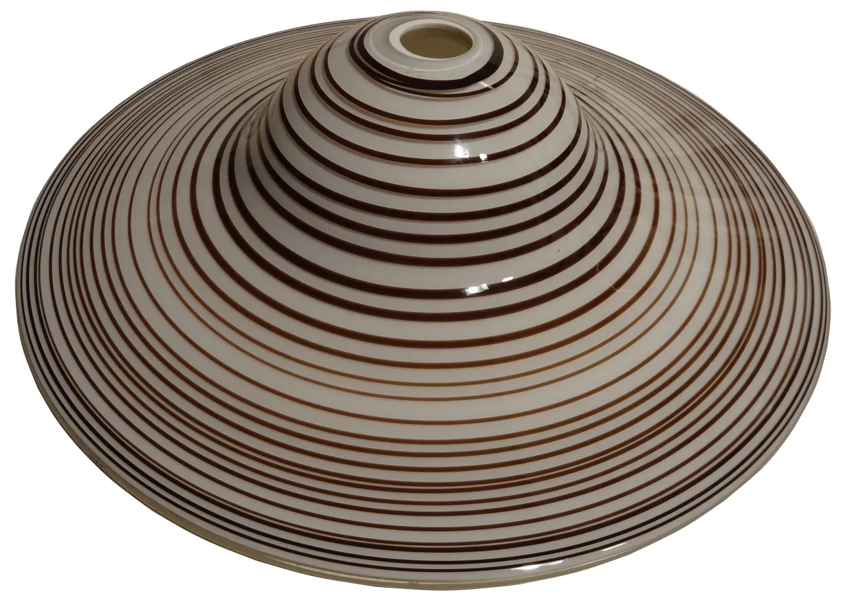 antique hanging lamp with striped design and conical shape. Perfect for adding style to any room.