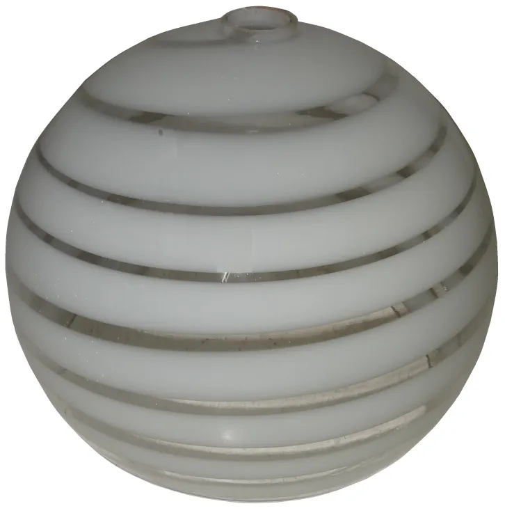 Lampada a sospensione antica con design sferico bianco e strisce