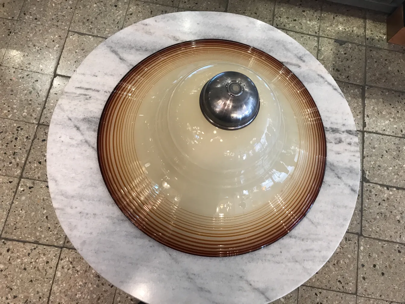 Antique hanging lamp with wave design, light color