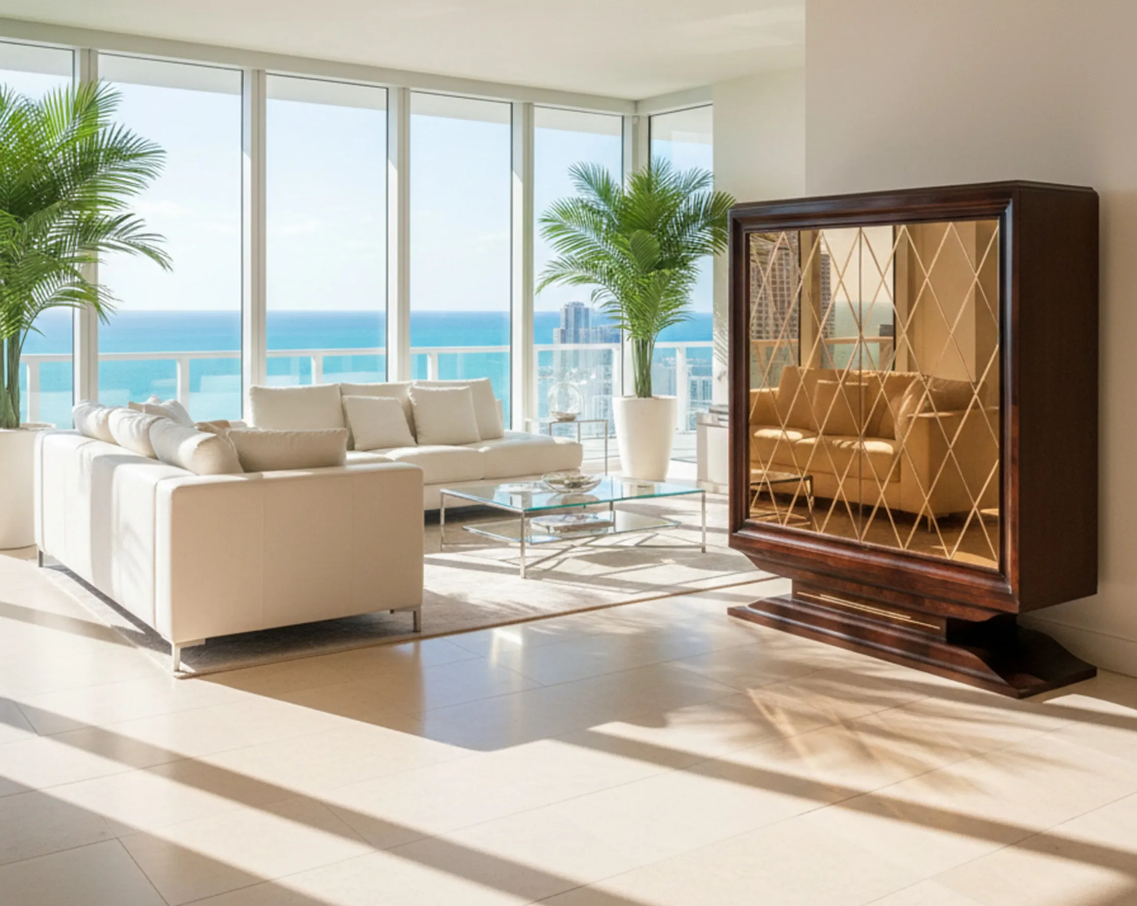 古董书架置于明亮的环境中。