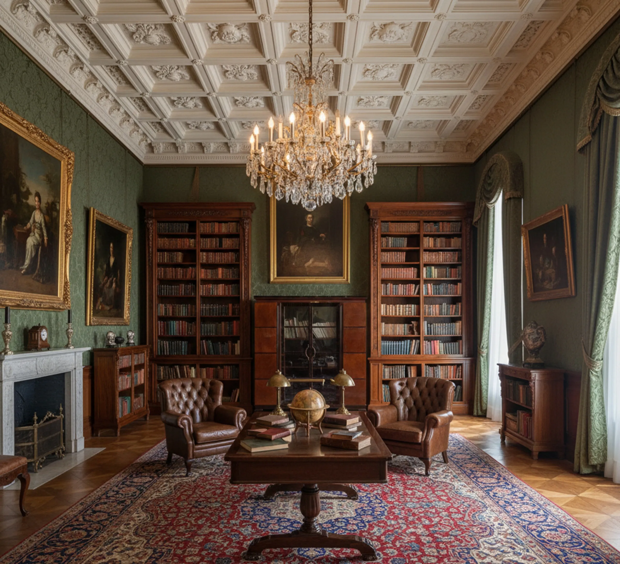 antica libreria elegante con decorazioni classiche