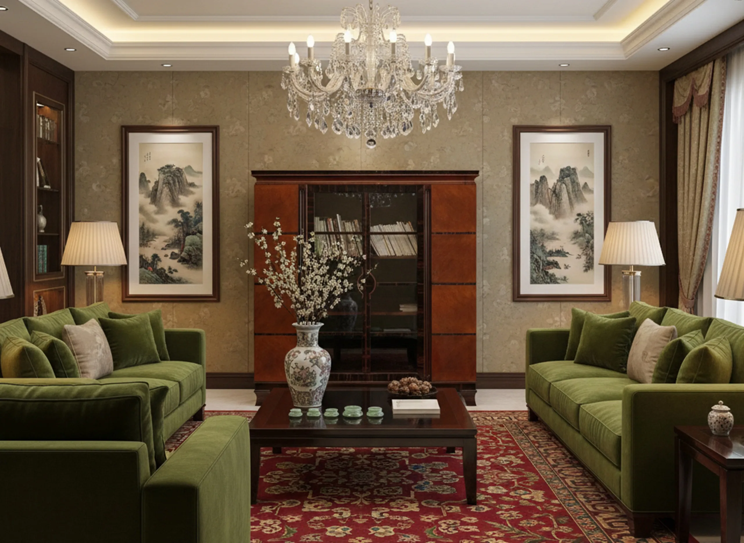 Biblioteca antigua con libros y decoración elegante