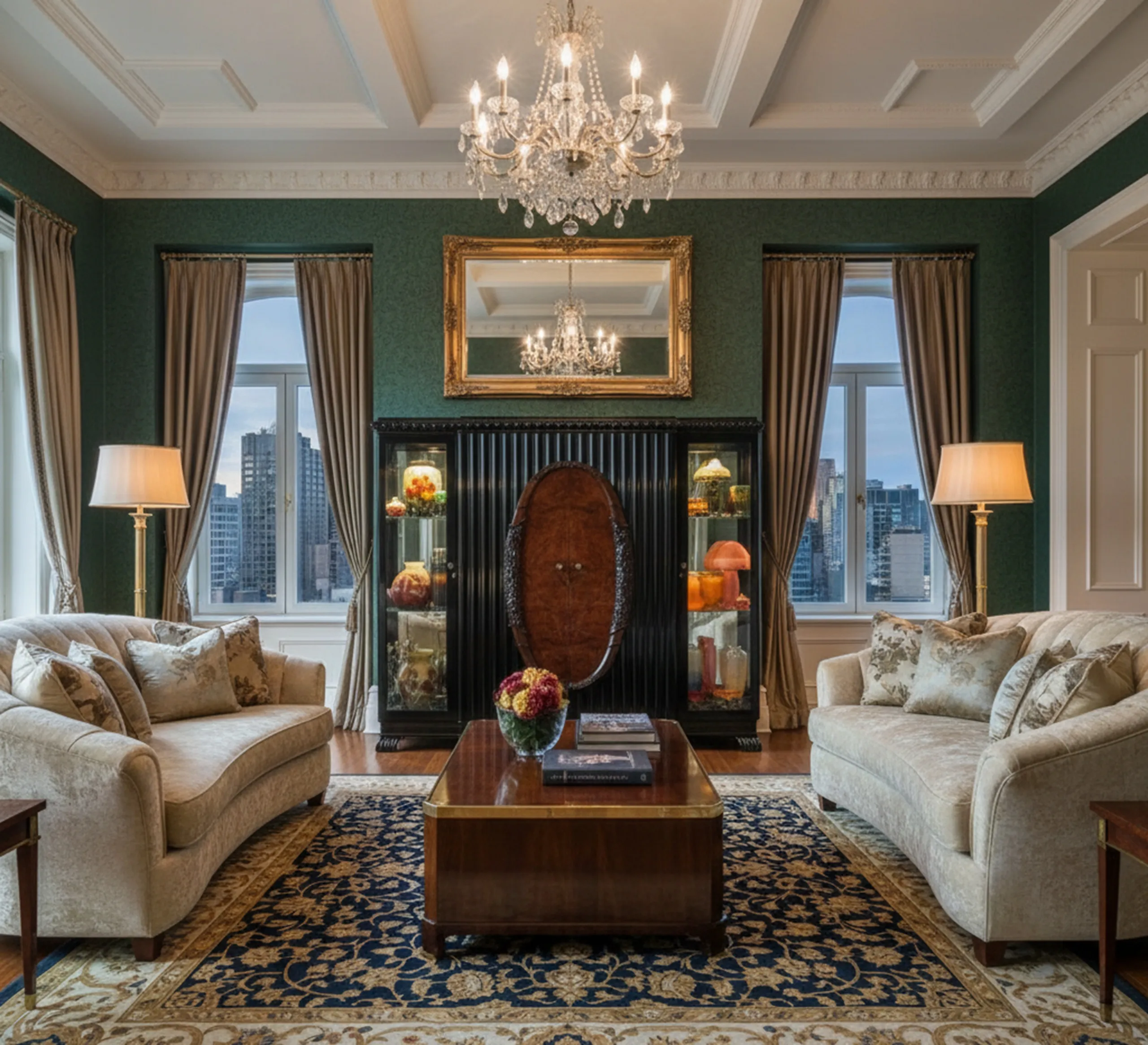 温馨房间内的古董展示柜