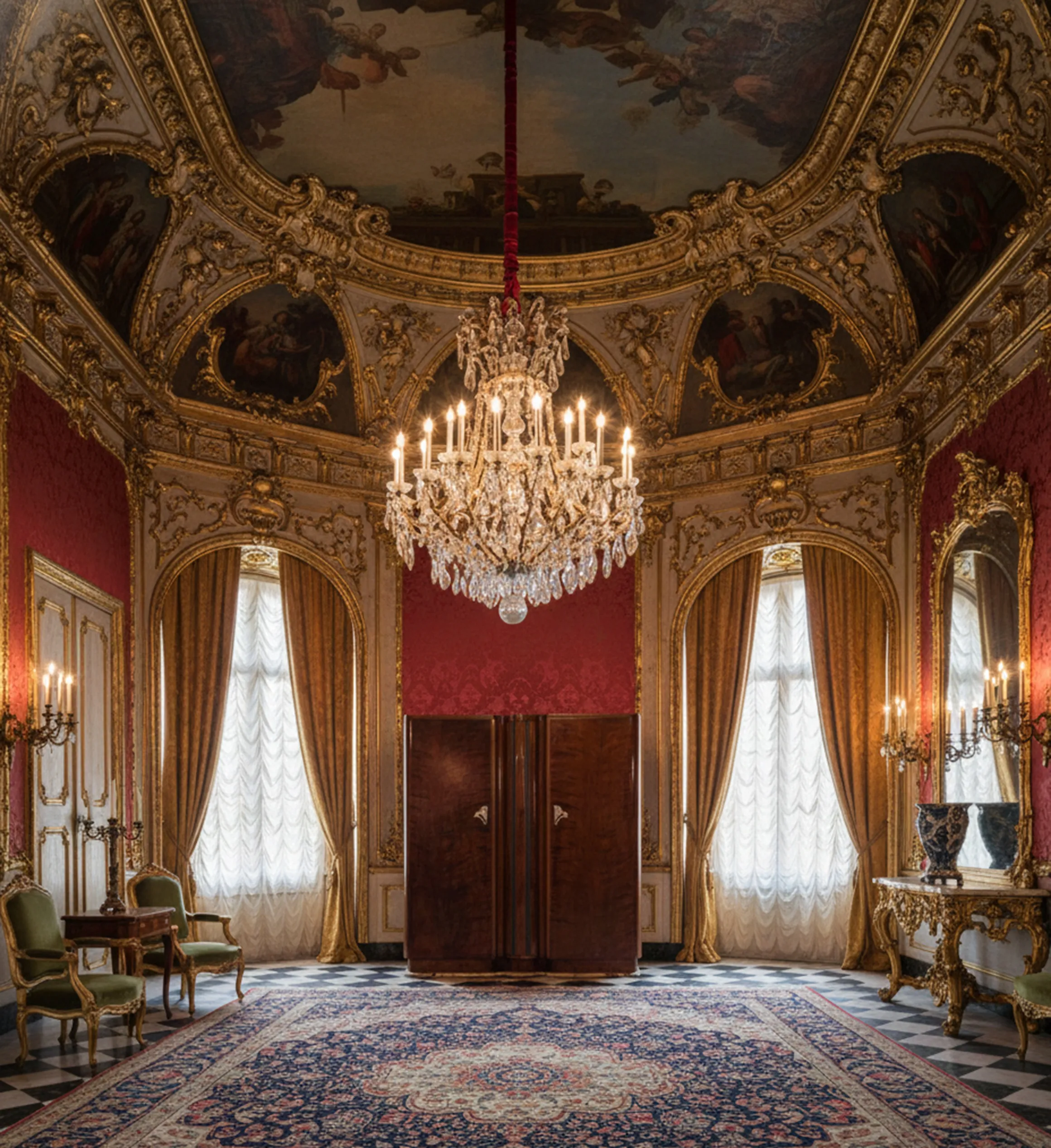 bar antigo com luz em uma sala decorada e elegante