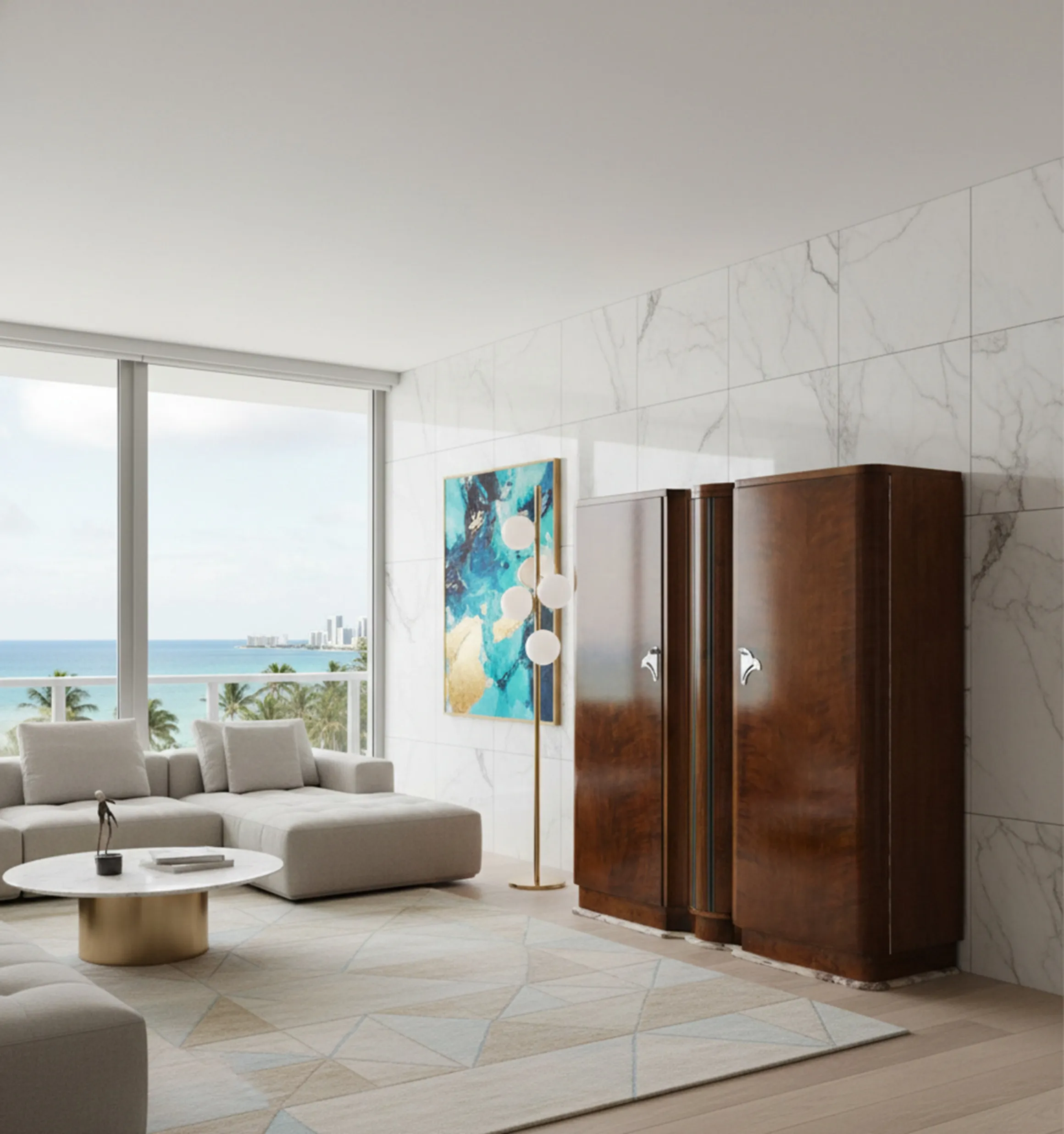 クラシックなカクテルキャビネット (照明付き家具) エレガントな環境で