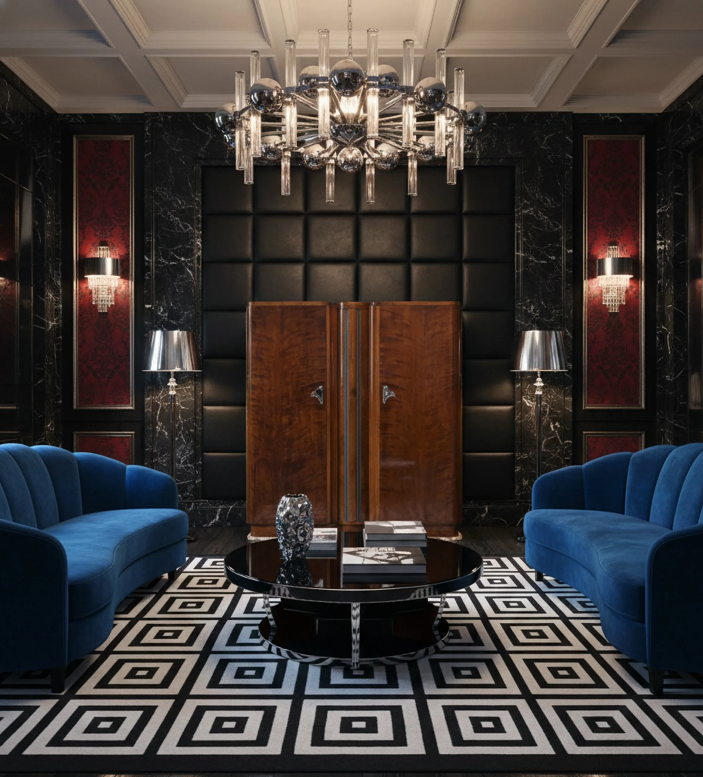 Antique bar with light in a stylish dark setting.