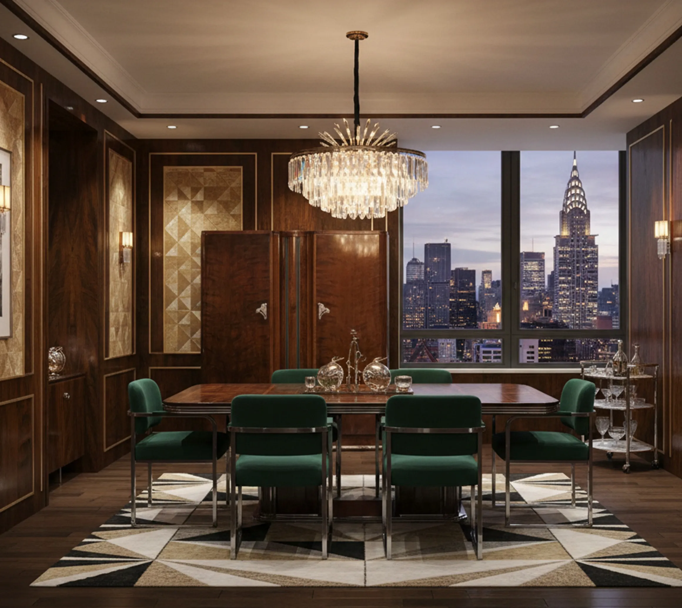 Antiker Cocktailschrank mit Licht, elegante Dekoration, gemütliche Atmosphäre