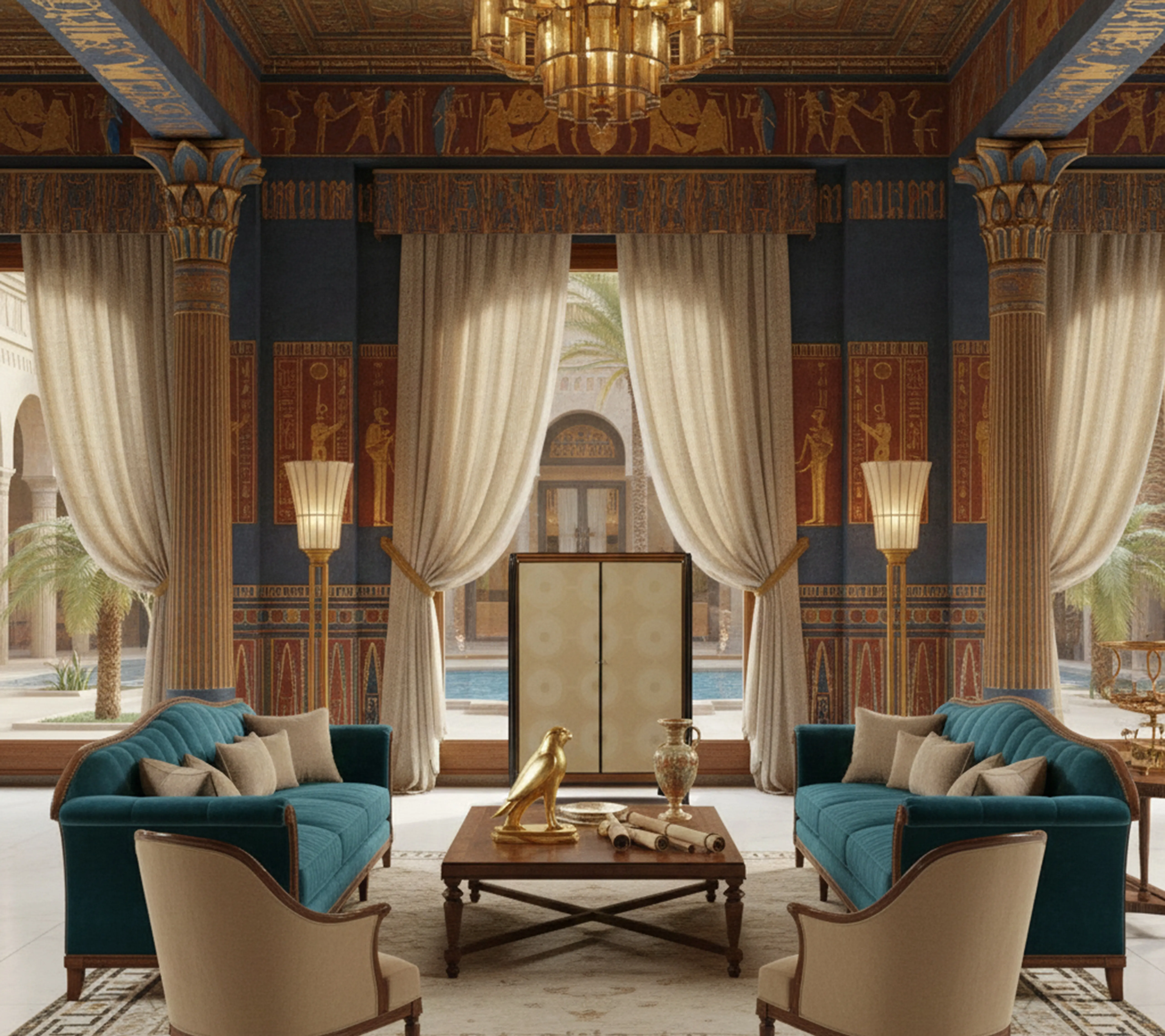 antigua biblioteca decorativa con libros y candelabros