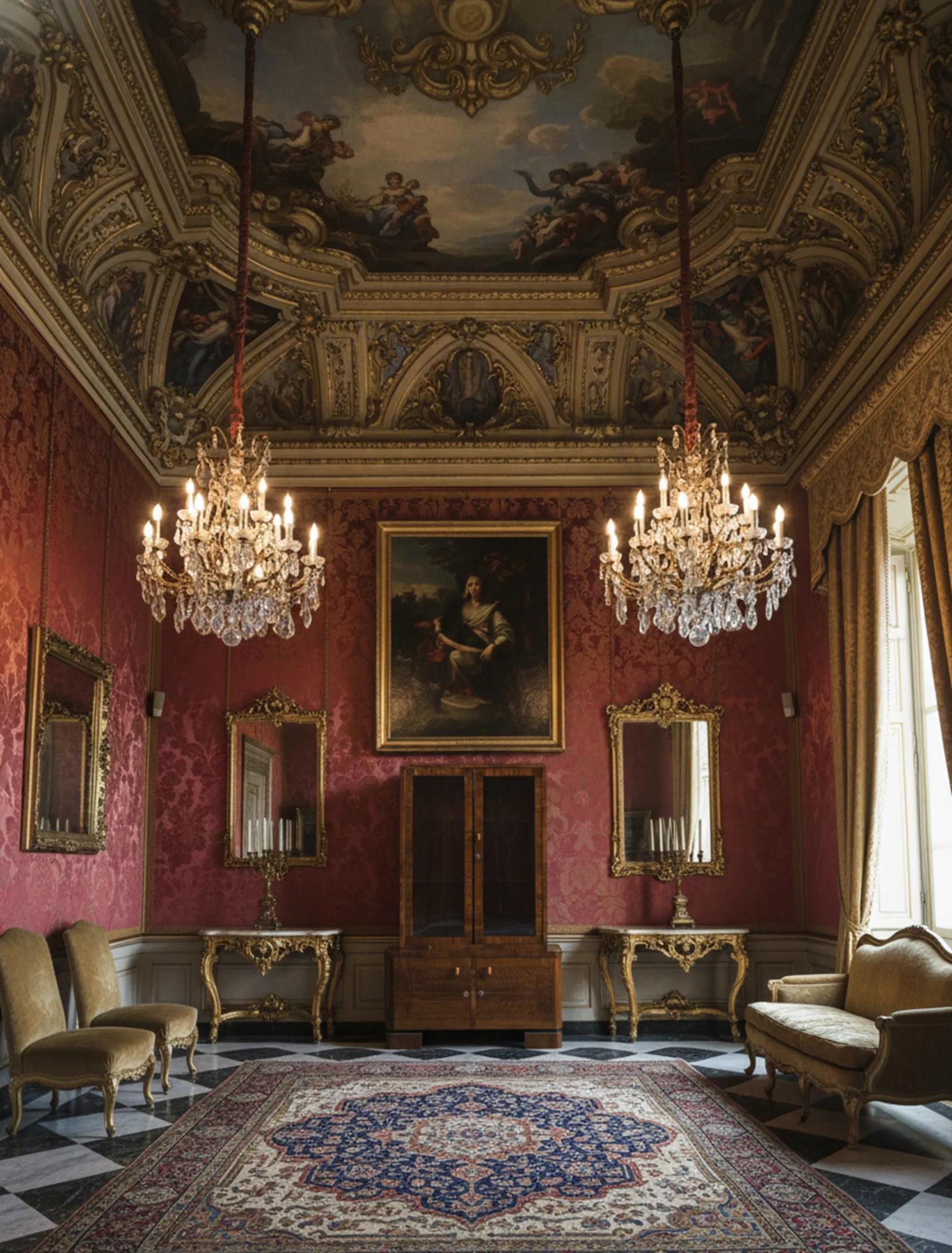 Antique bookcase in an elegant setting with books