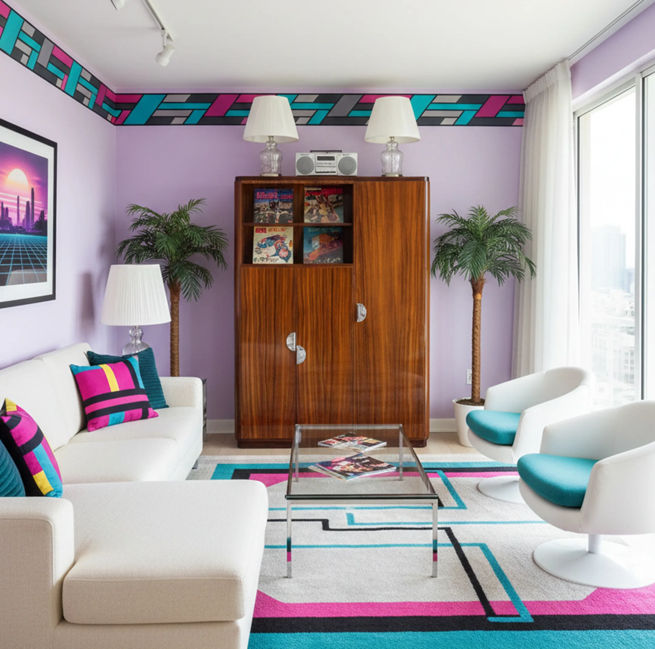 고전적인 책장에 책과 장식품