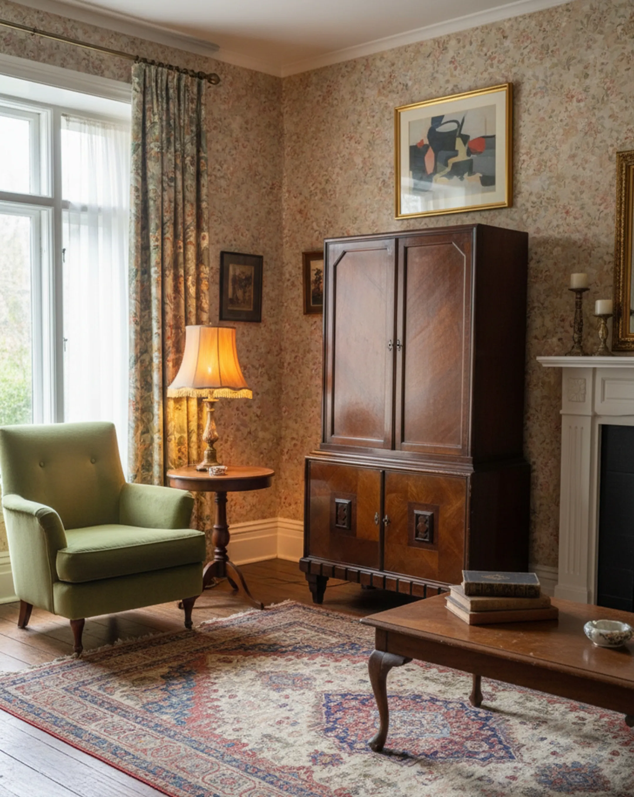 bibliothèque antique avec des livres et une décoration