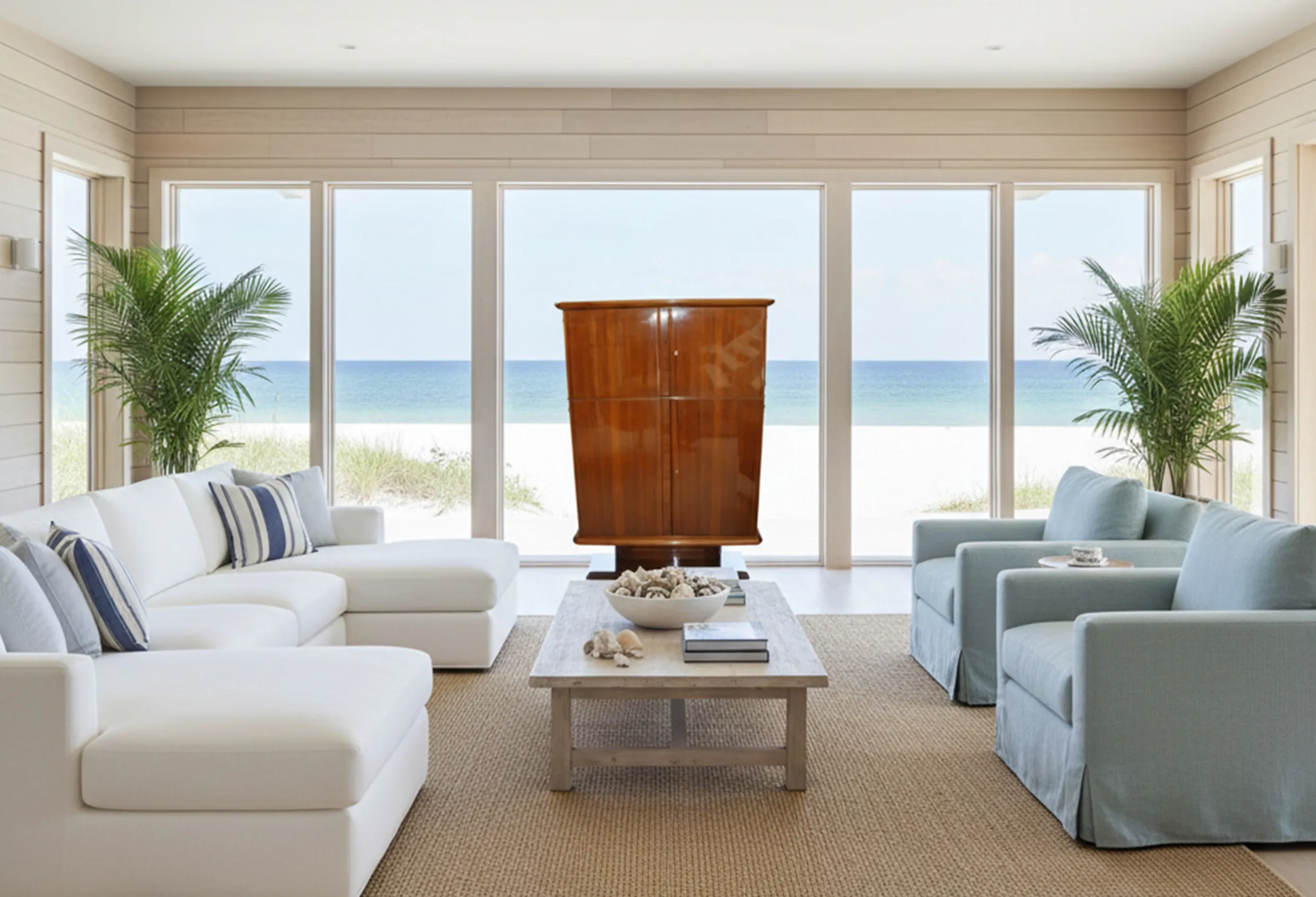 antique bar in a bright seaside setting