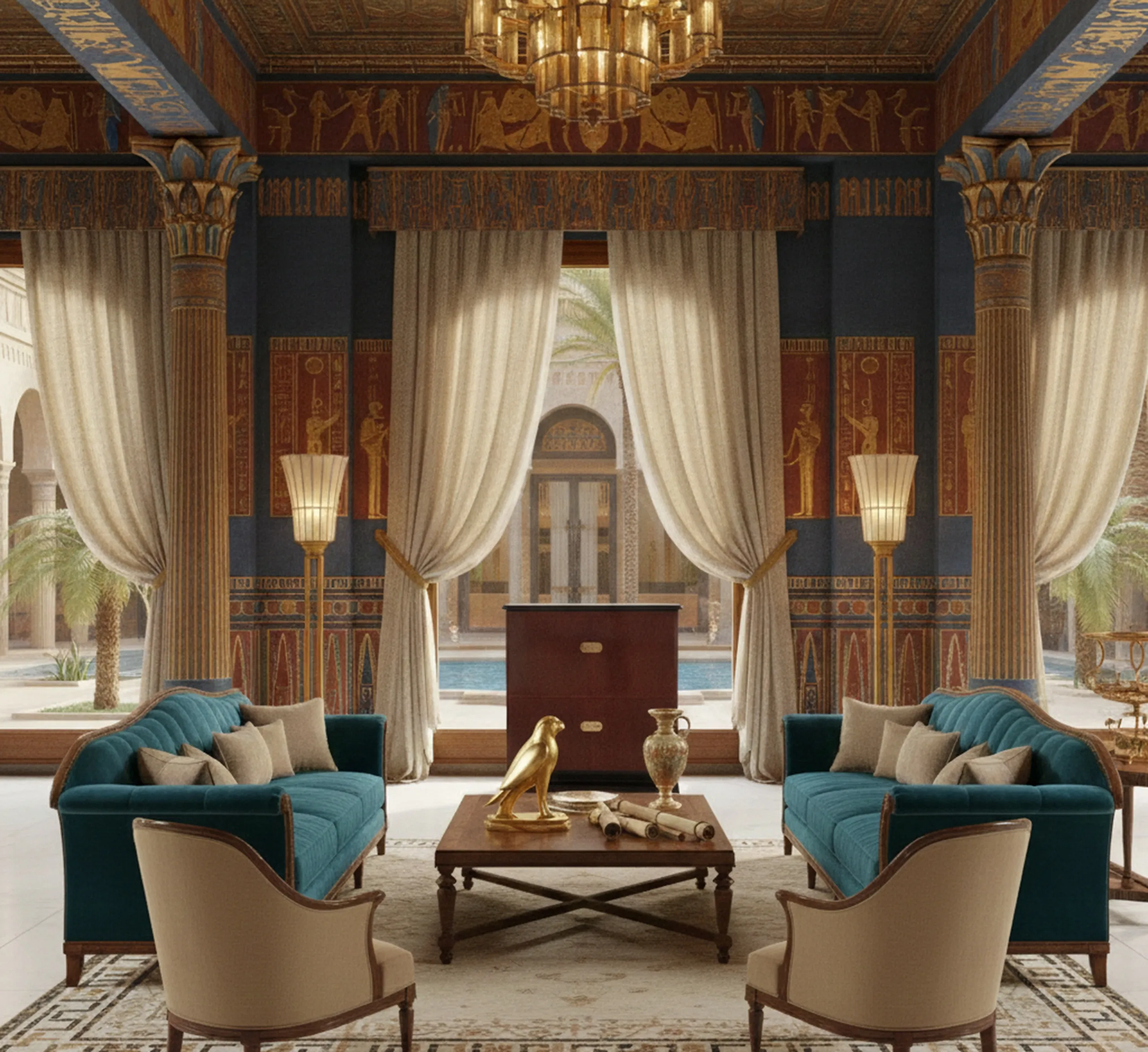 bibliothèque antique avec décoration luxueuse et élégante