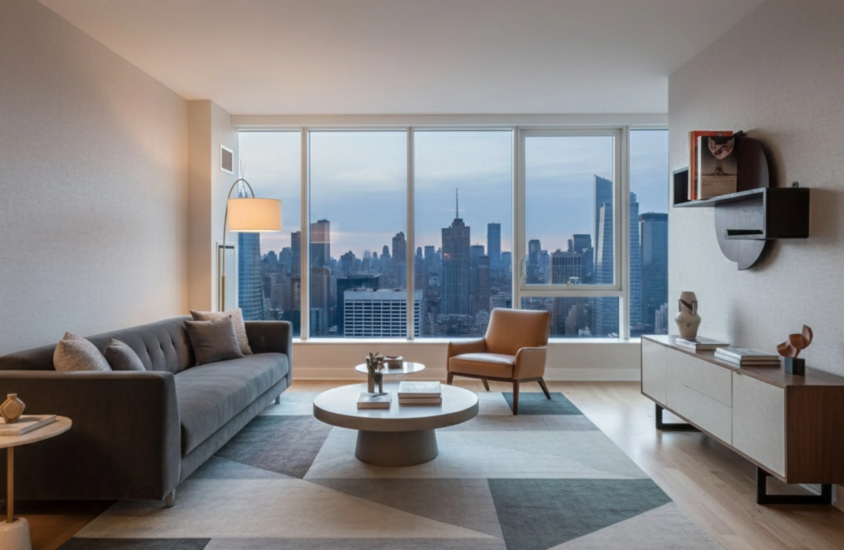 bibliothèque ancienne de couleurs neutres avec canapés et vues