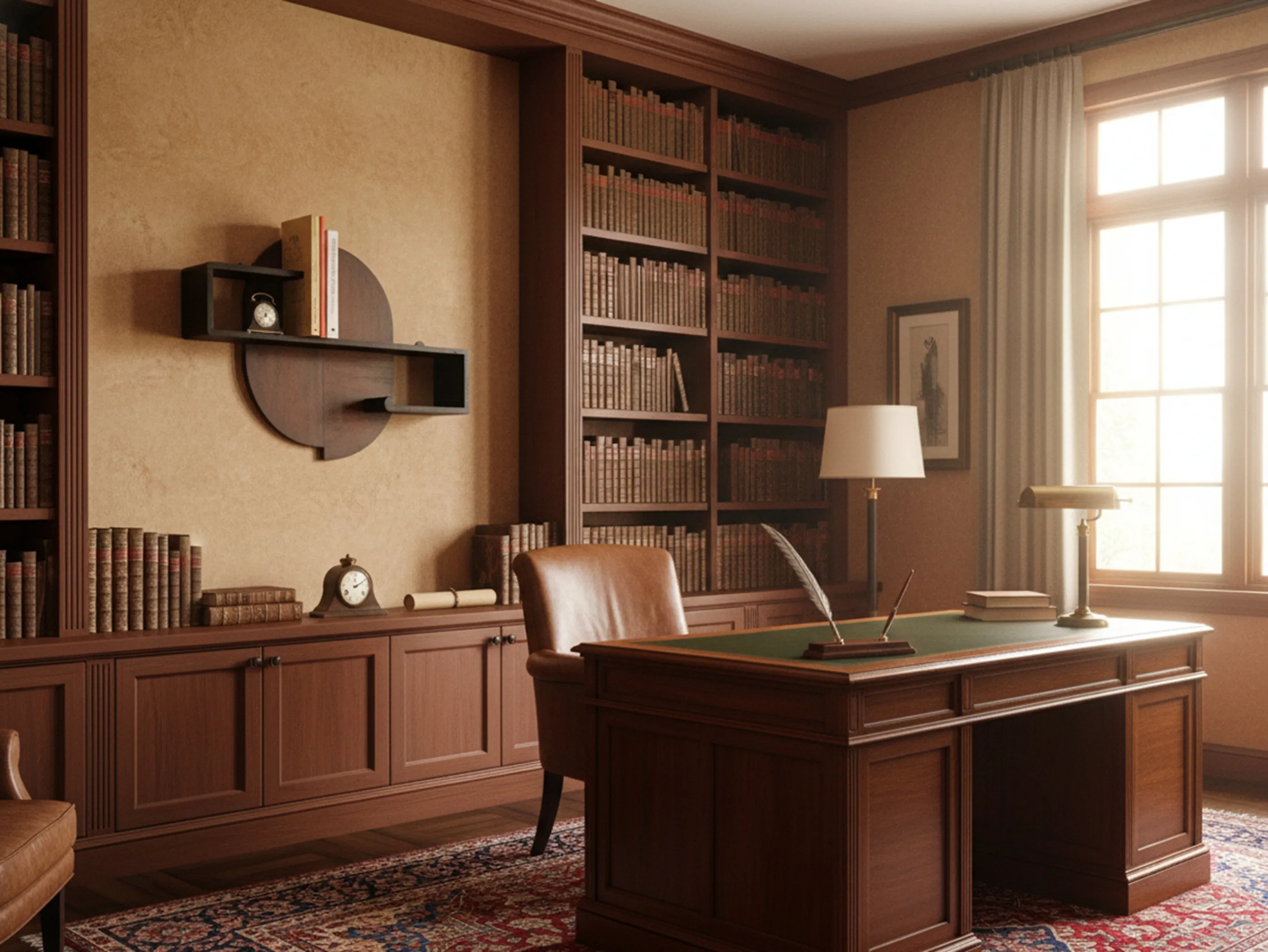 多くの本が詰まった古い本棚の図書館