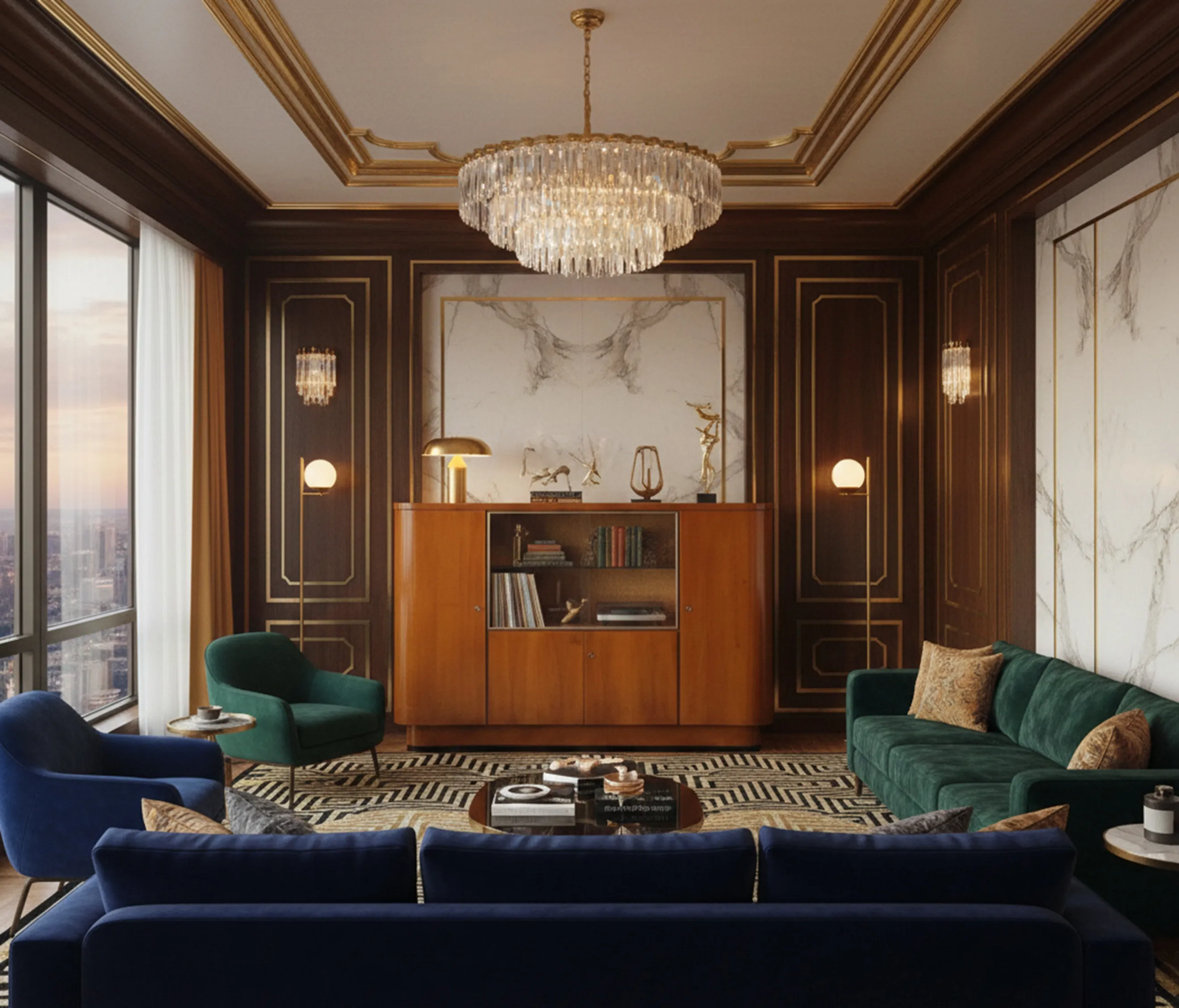 antiquitäten cocktailschrank in modernem stilvollem ambiente