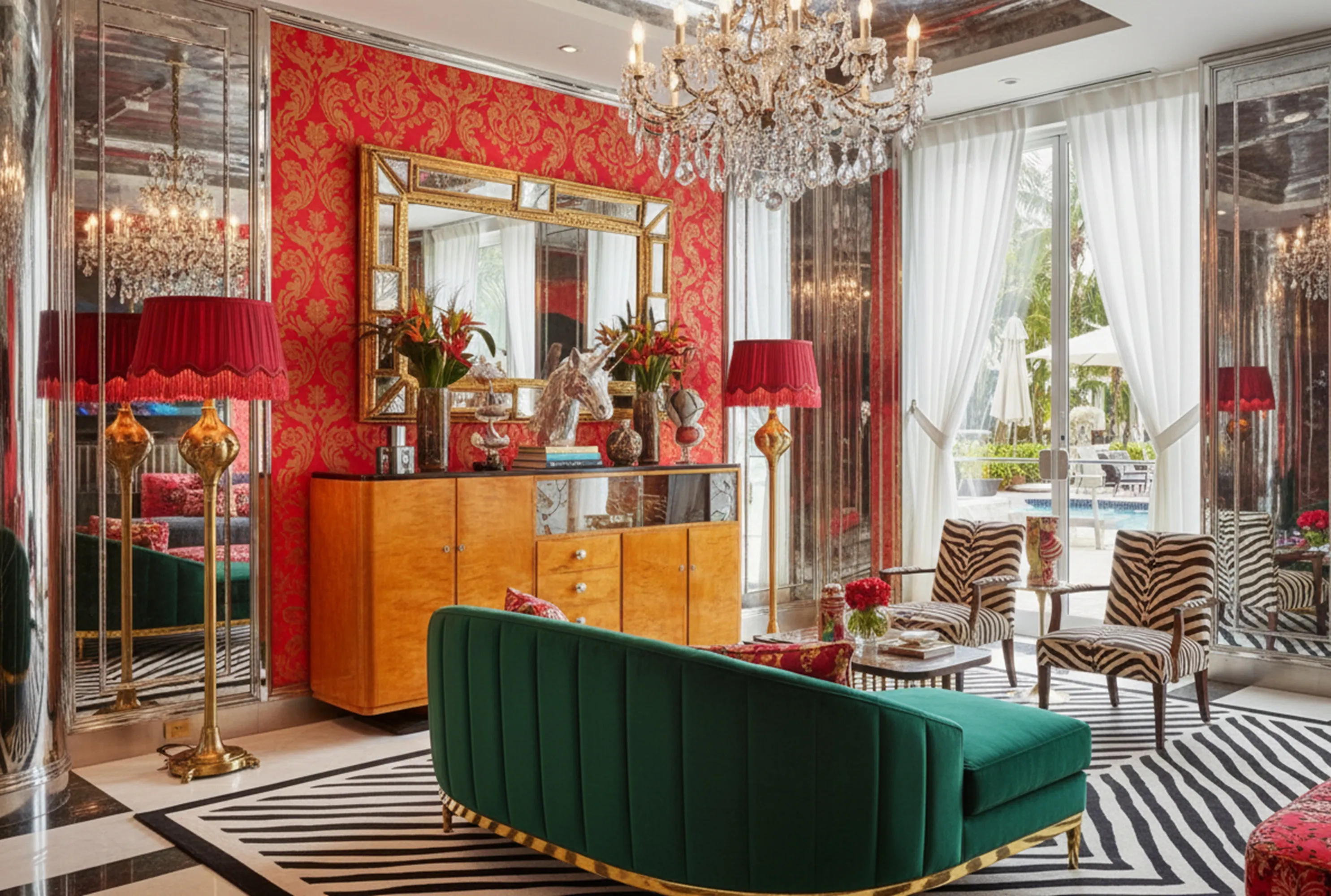 biblioteca antigua con decoración vibrante y detalles elegantes