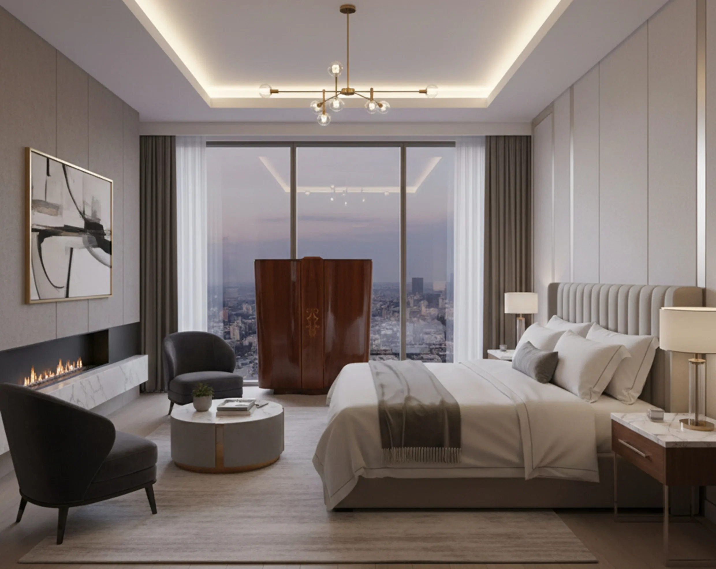 mobili bar antico con illuminazione calda e vista