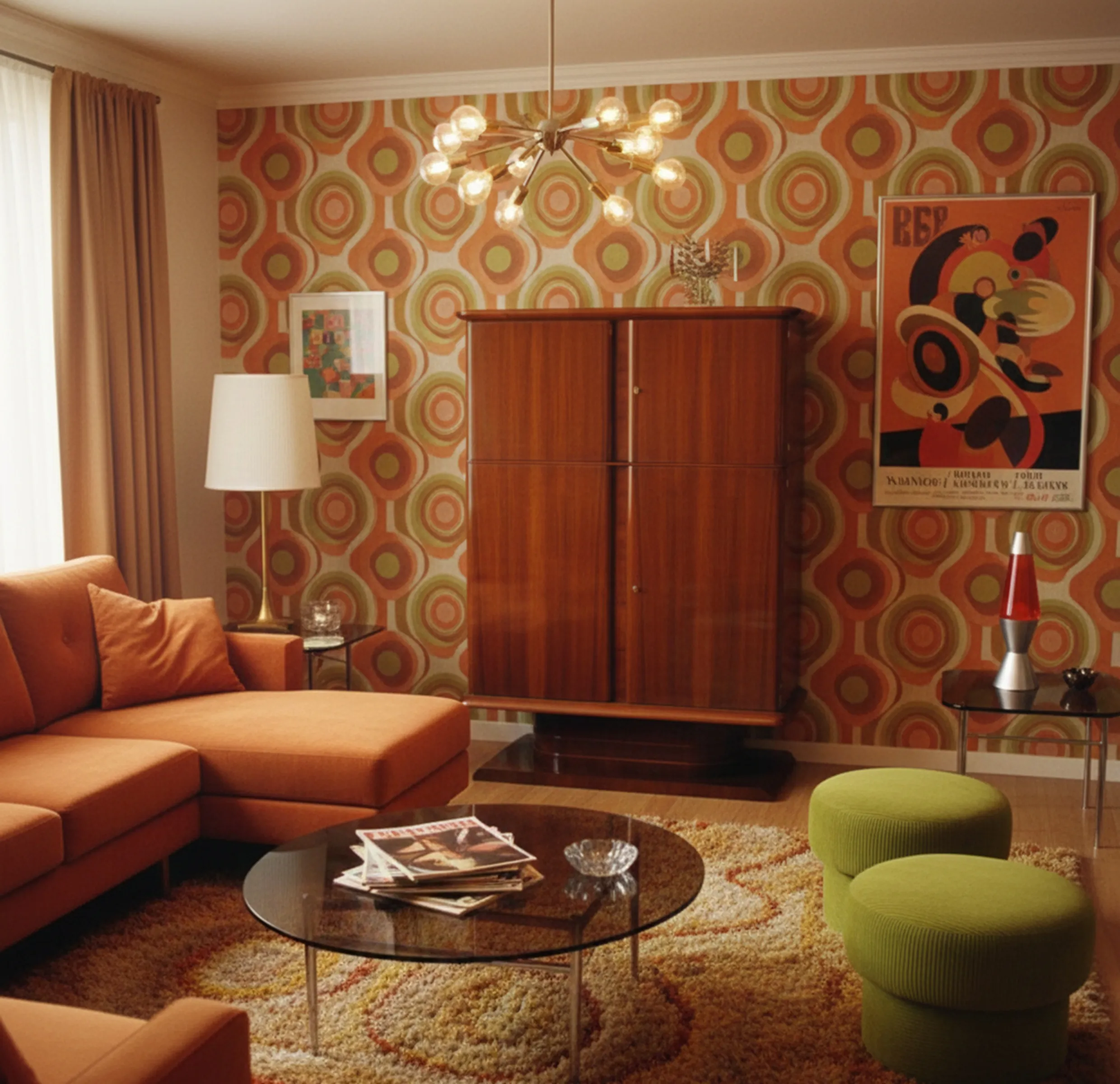 antikes bücherregal im retro-design in einem gemütlichen wohnzimmer