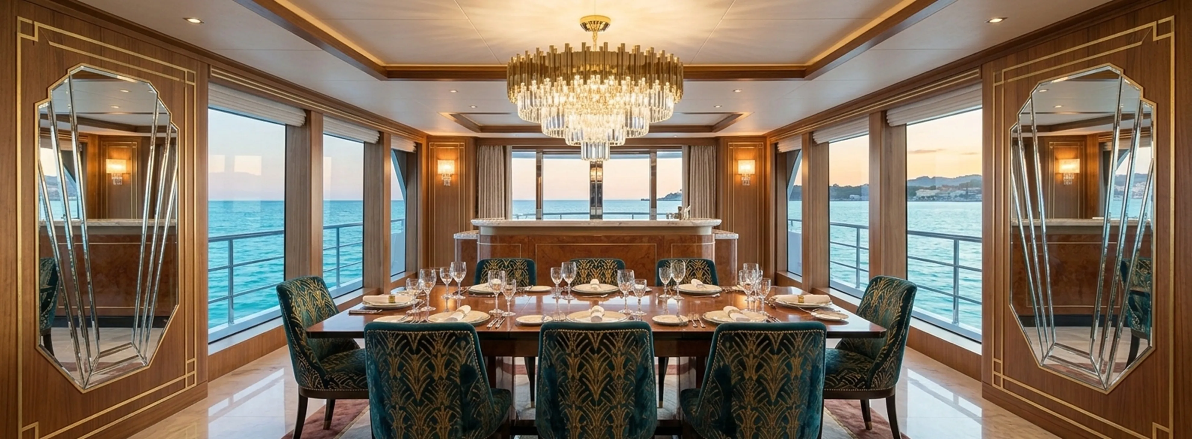 Mesa de comedor antigua para 12 personas en un ambiente elegante