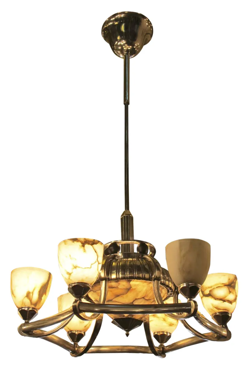 Lâmpada de teto antiga com design art deco e várias luzes