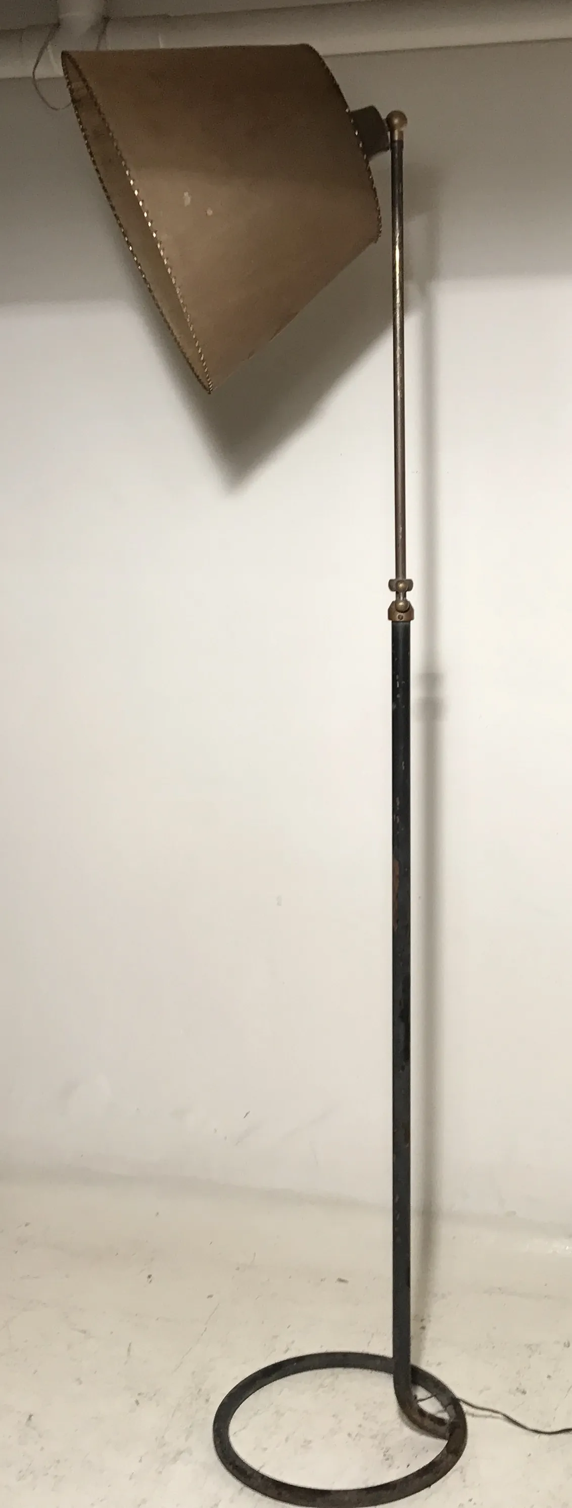 Antique floor lamp Art Deco with beige shade