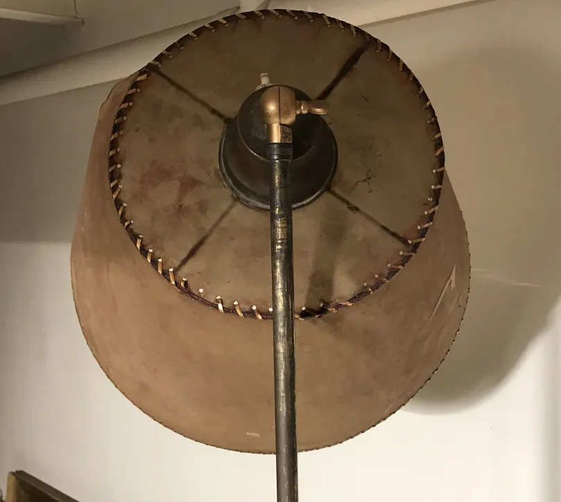 Antique floor lamp in Art Deco style with shade