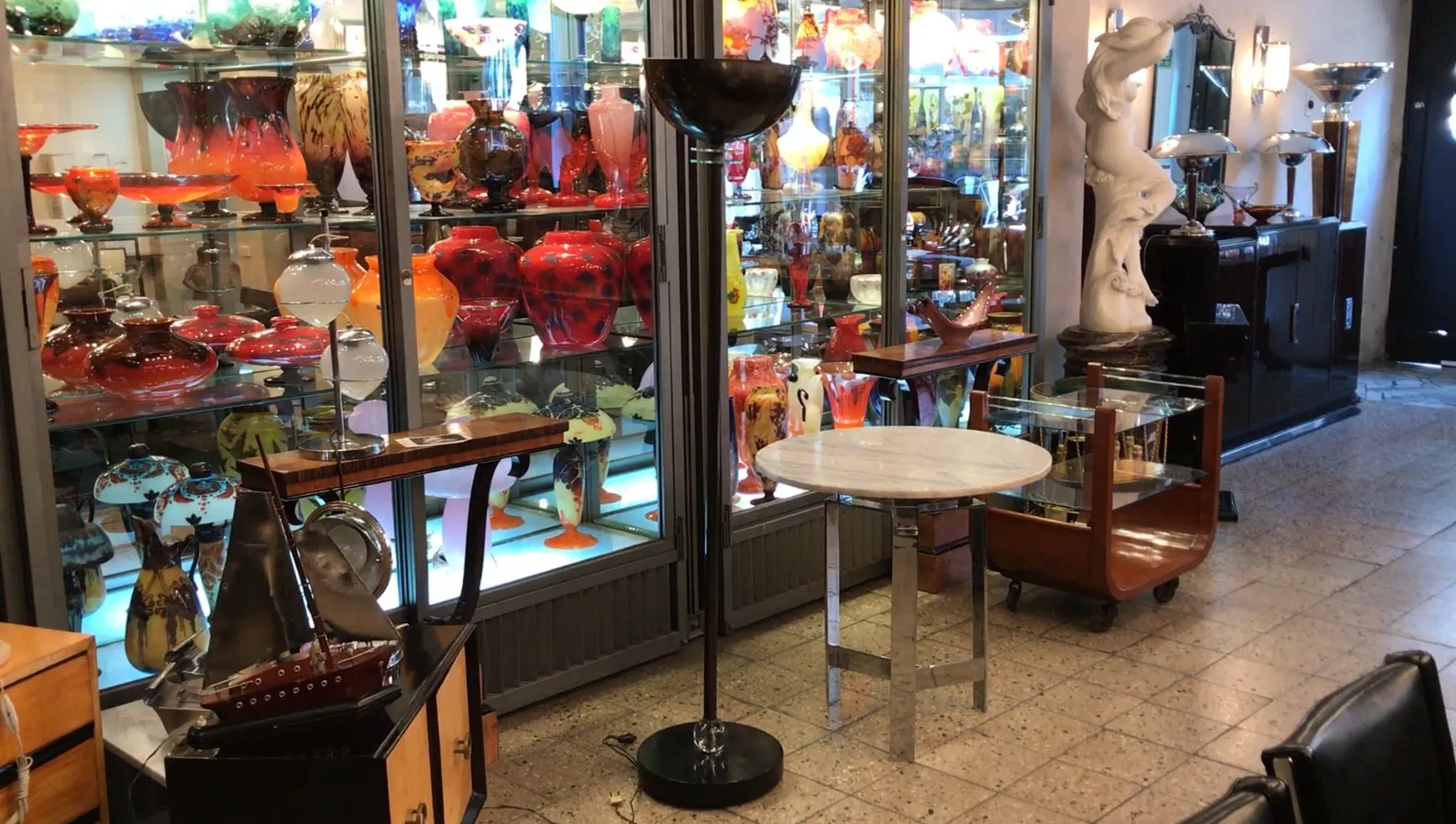 antique floor lamp in an antique setting