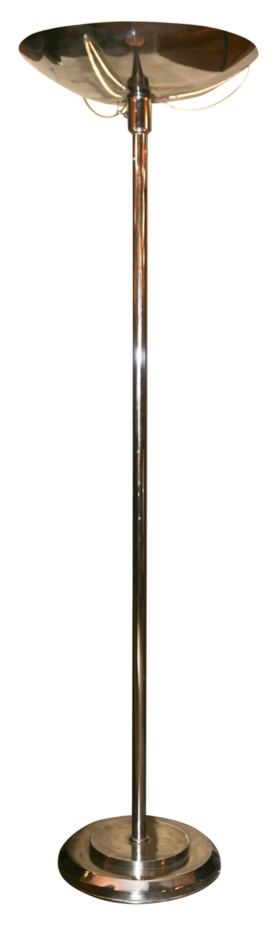 Antique floor lamp in art deco style with a round base.