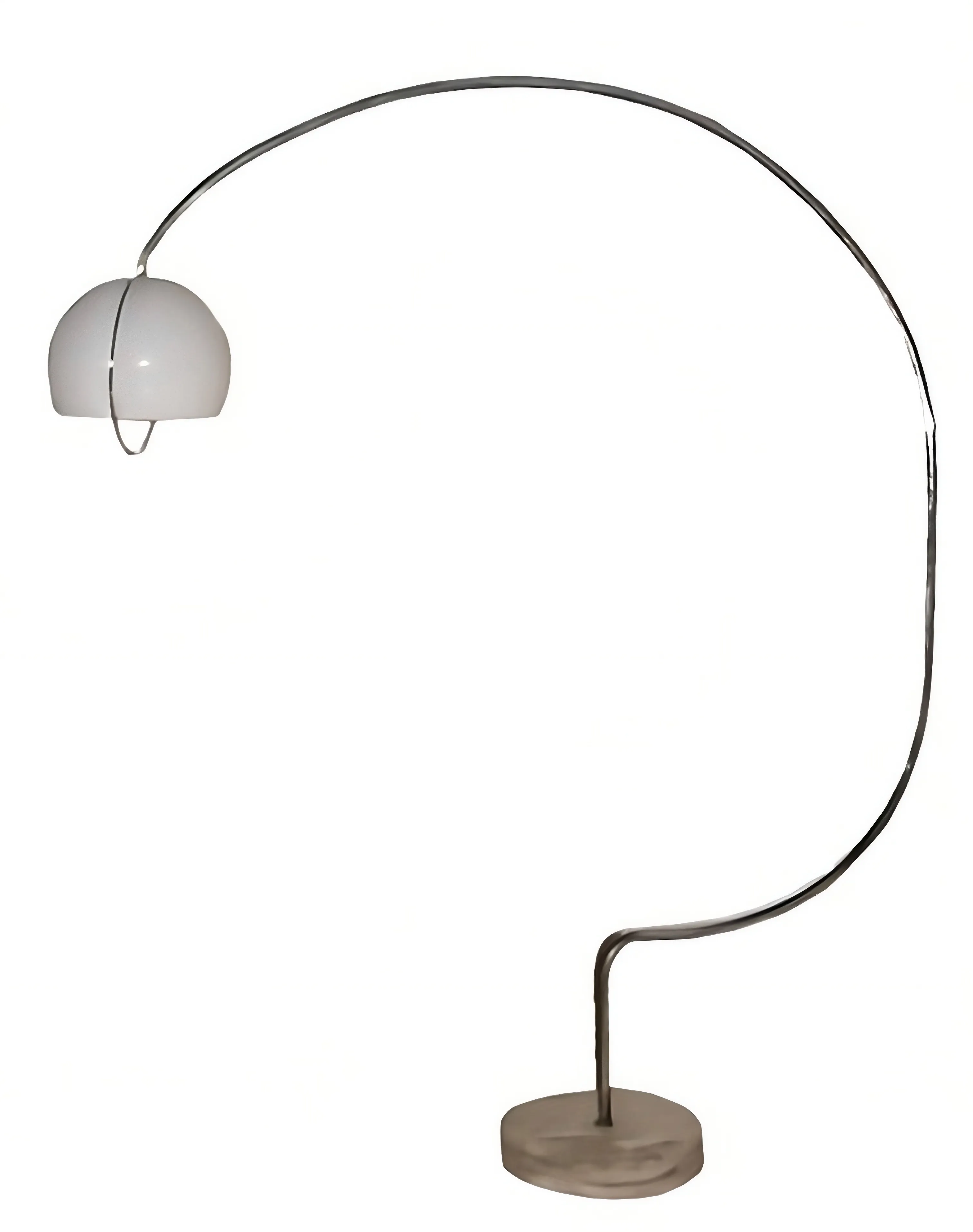 Lampada da terra antica con design curvo e base rotonda, ideale per la decorazione.
